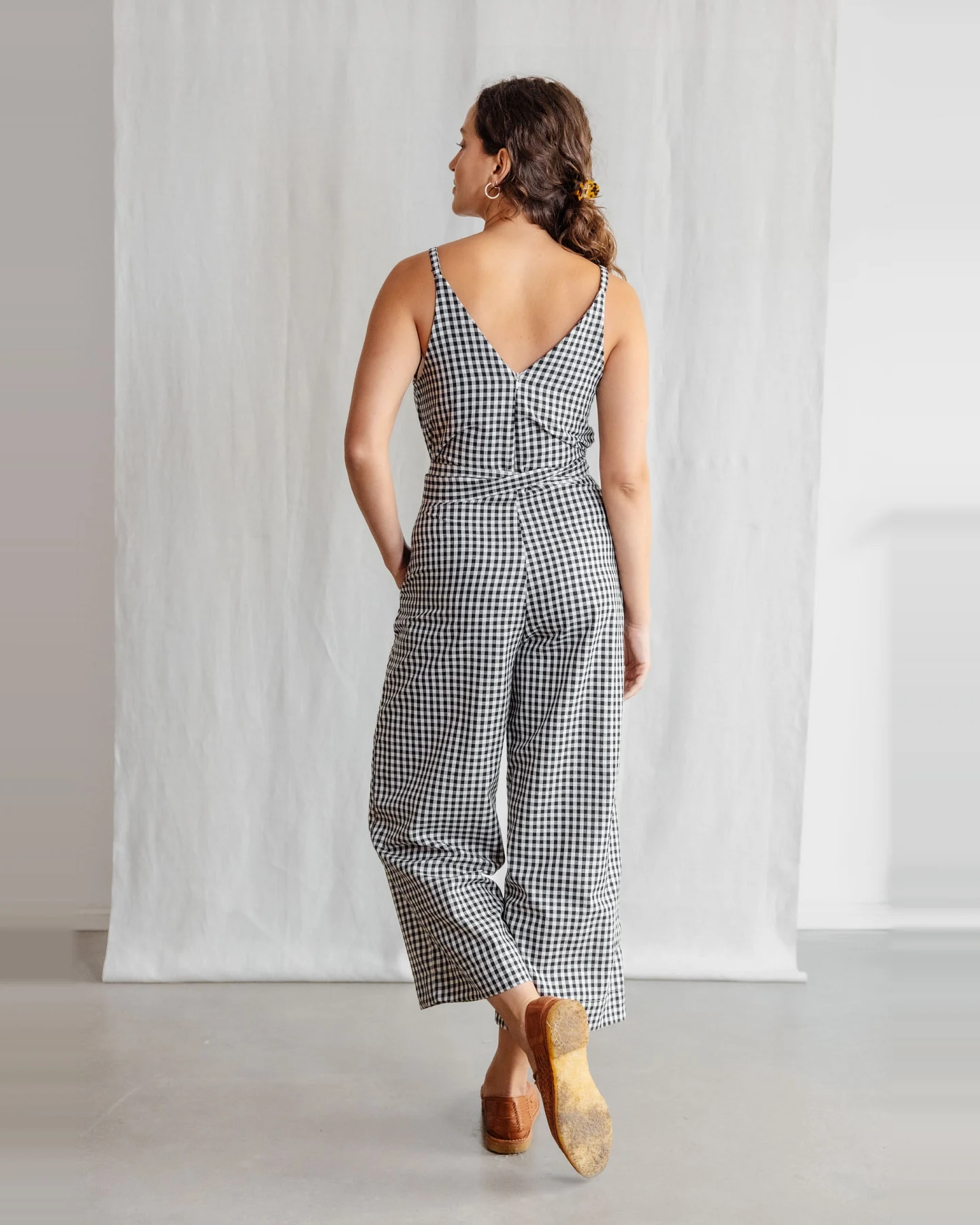 Jyoti - Fair Works Damen vegan Jumpsuit Biologisch Baumwolle Parvi Kariert – Ansicht 2