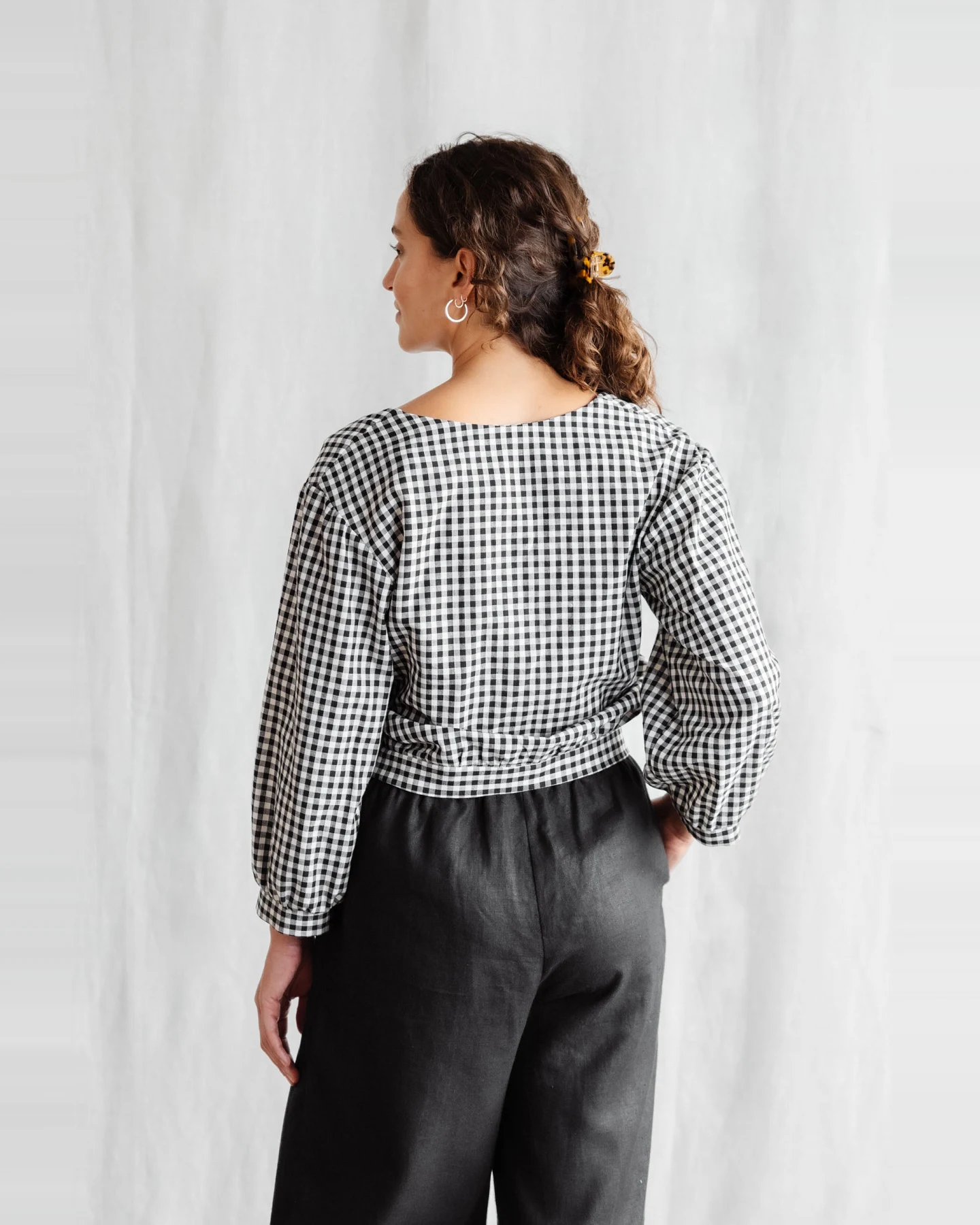 Jyoti Fair Works Damen vegan Bluse Sahay Kariert – Ansicht 2