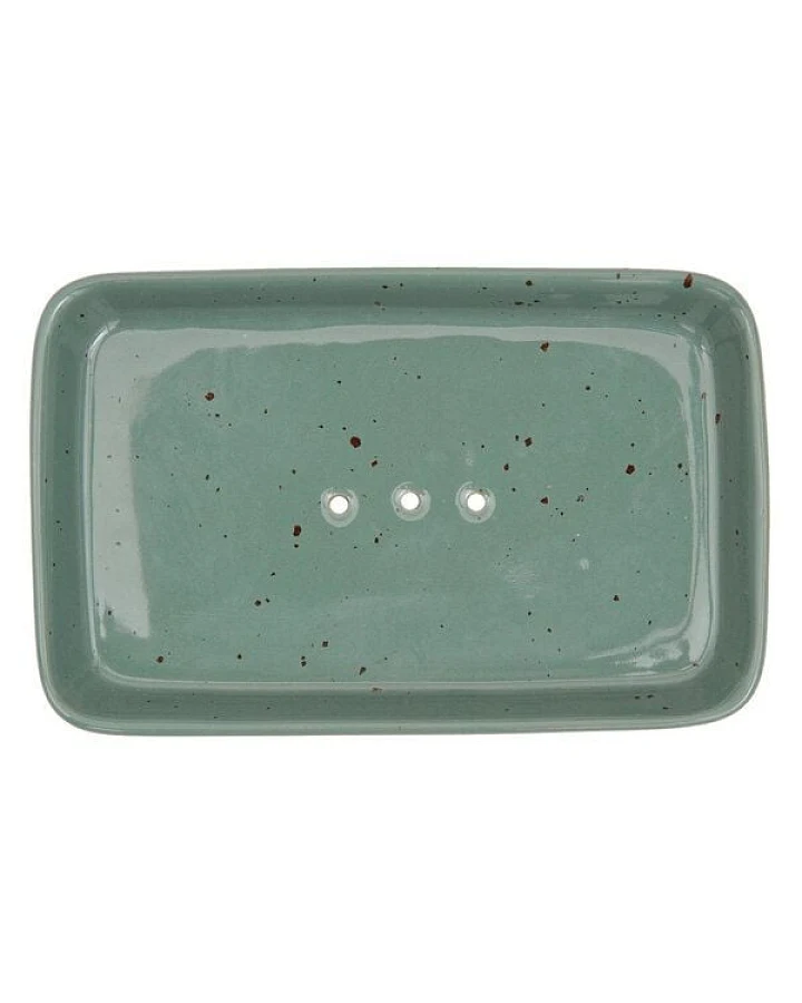 TRANQUILLO Seifenschale Rustic aus Steinzeug in Weiß oder Grün 14 cm (POR312, POR311)