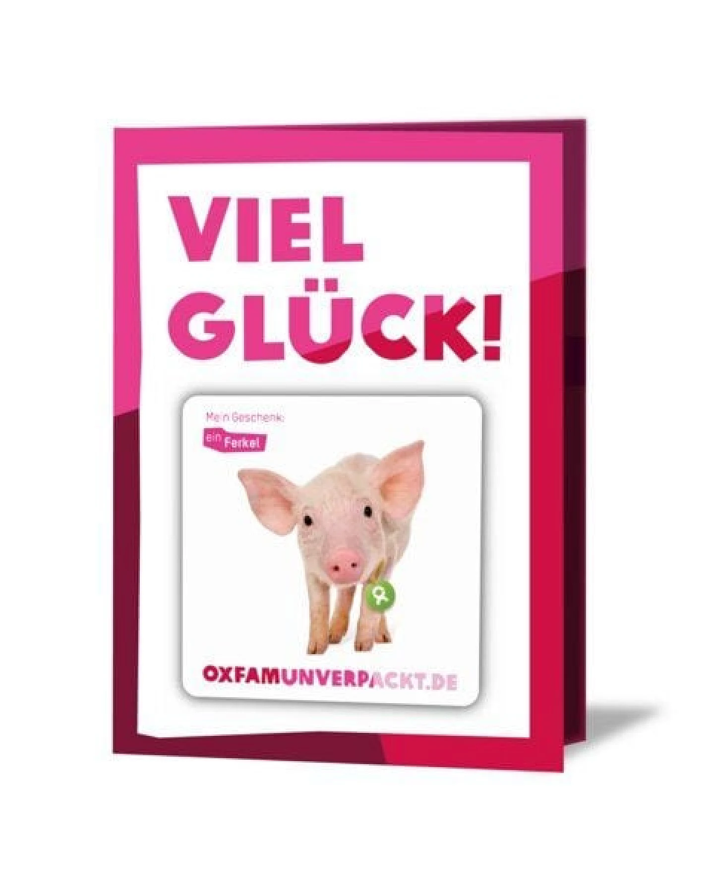 OxfamUnverpackt Spenden-Geschenk "Ferkel" (Grußkarte mit Magnet) – Ansicht 2