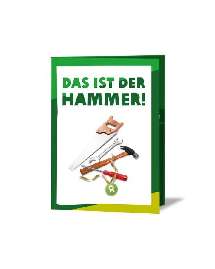 OxfamUnverpackt Spenden-Geschenk "Werkzeug" (Grußkarte mit Magnet)