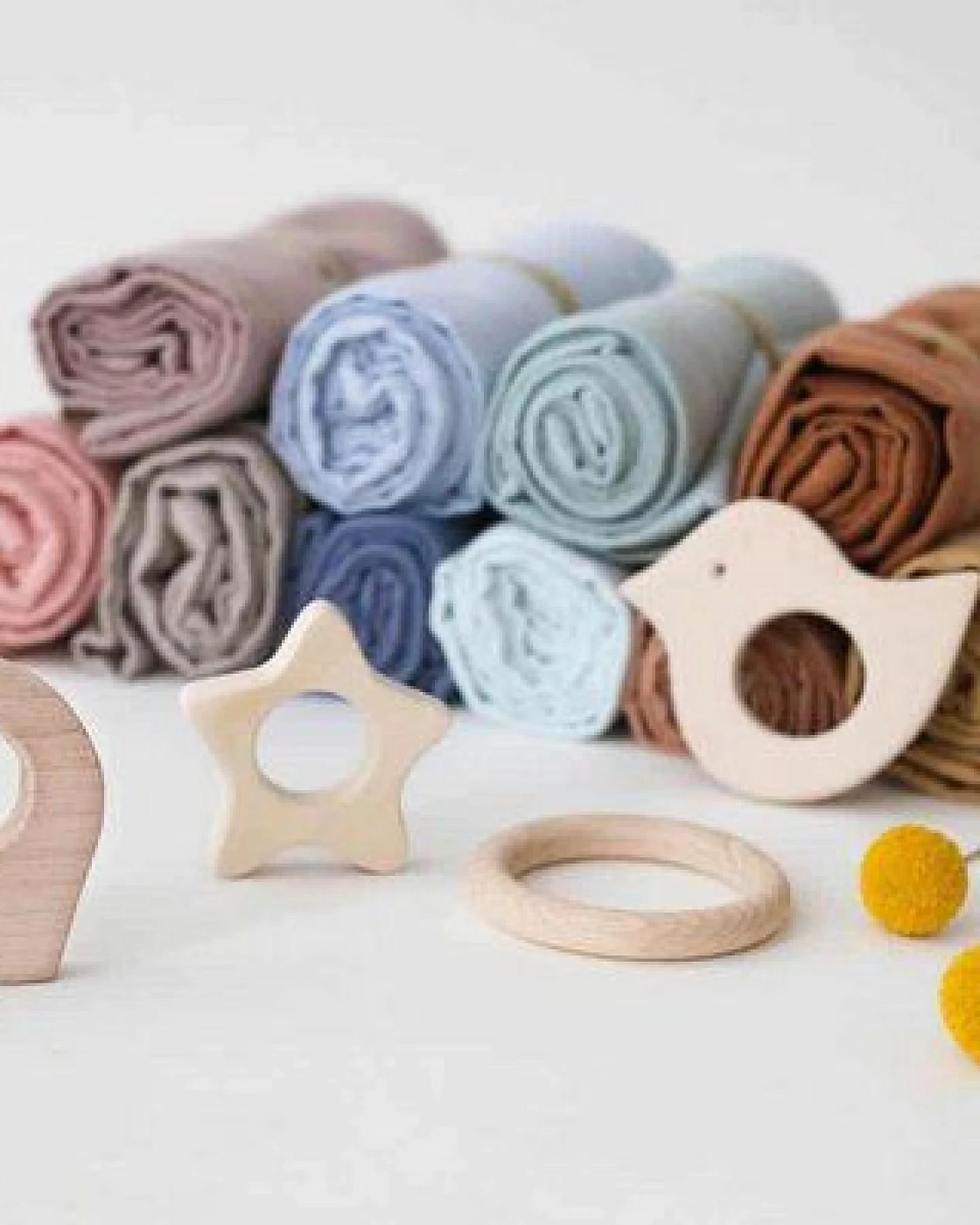 Schnuffeltuch Musselin Holz *Greifling* 10 Farben – Ansicht 3