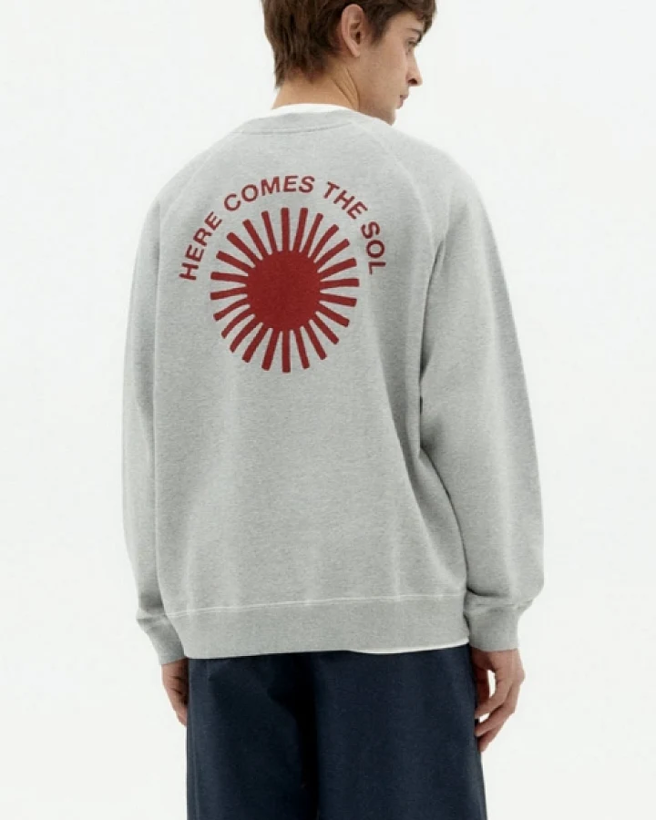 Thinking MU Herren vegan Sweatshirt Retro Sun Pepe Grau