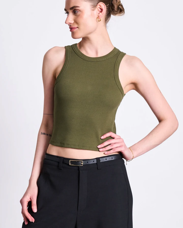 JAN 'N JUNE Damen vegan Tank Top Porto Dark Olive