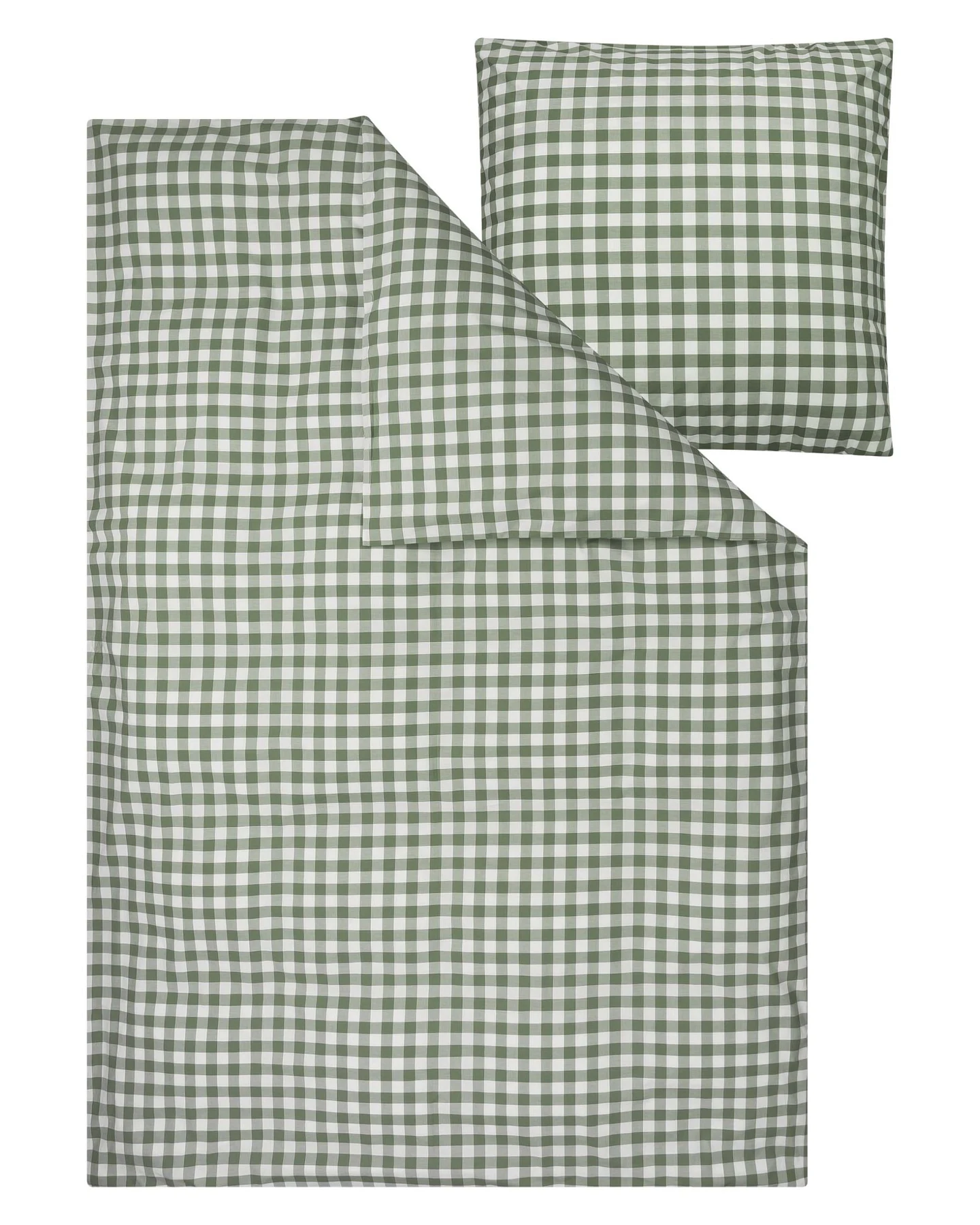 MELA unisex vegan Bettwäsche-Set Majuli Check Herbal Green / Natural White – Ansicht 2