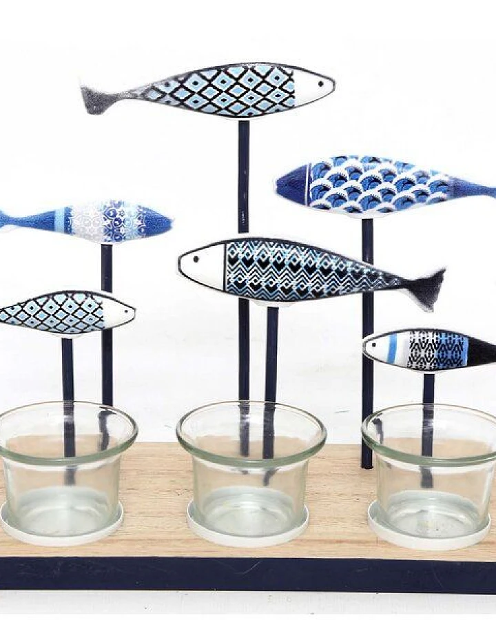 Mitienda Shop Kerzenhalter 6 Fische blau