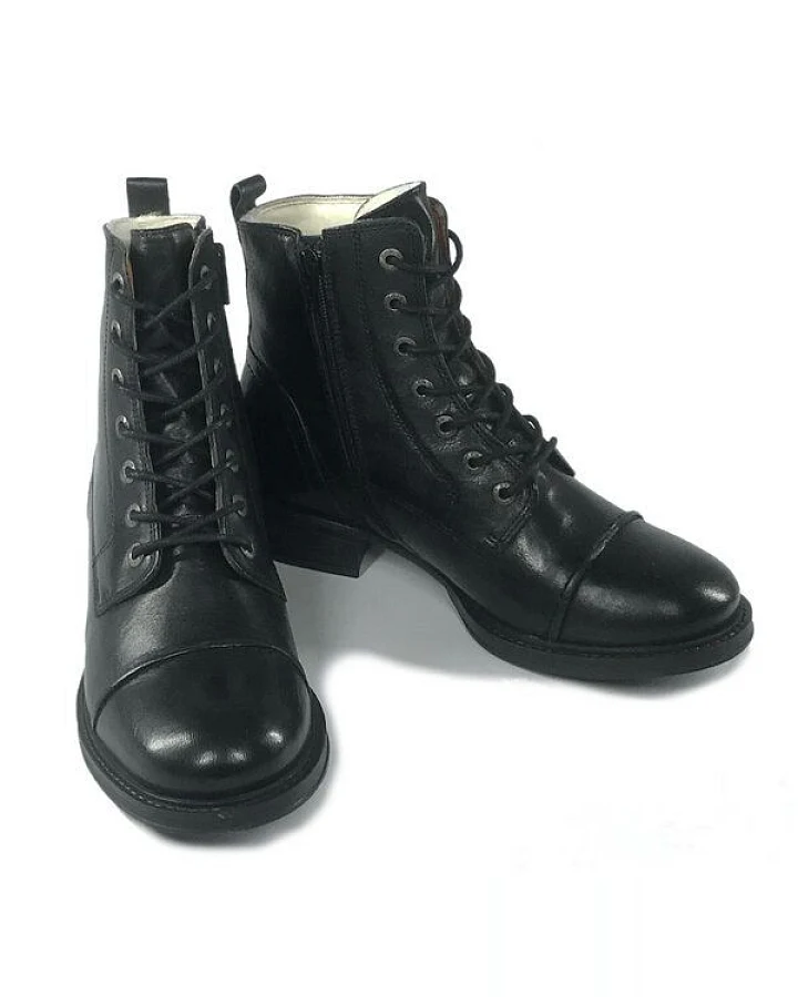 Ten Points gefütterte Schnürstiefel, Pandora Boots, vegetabil gegerbtes Leder