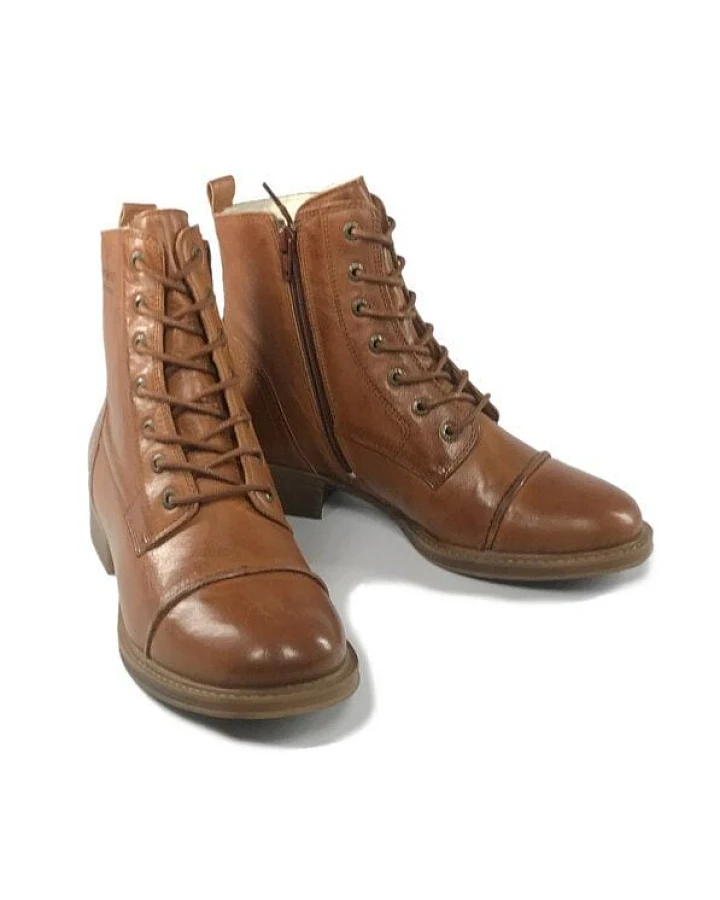 Ten Points gefütterte Schnürstiefel, Pandora Boots, vegetabil gegerbtes Leder