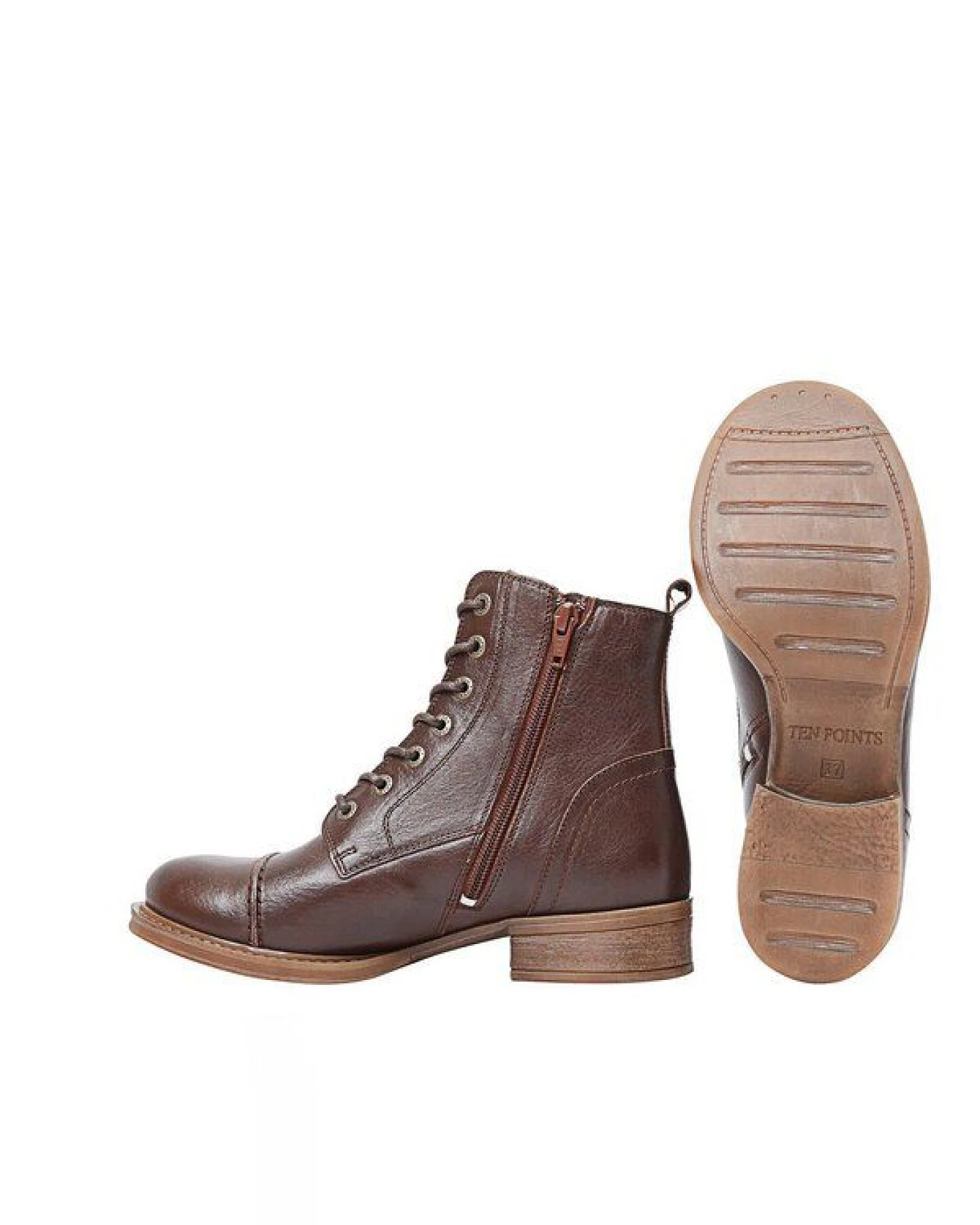Ten Points gefütterte Schnürstiefel, Pandora Boots, vegetabil gegerbtes Leder – Ansicht 3