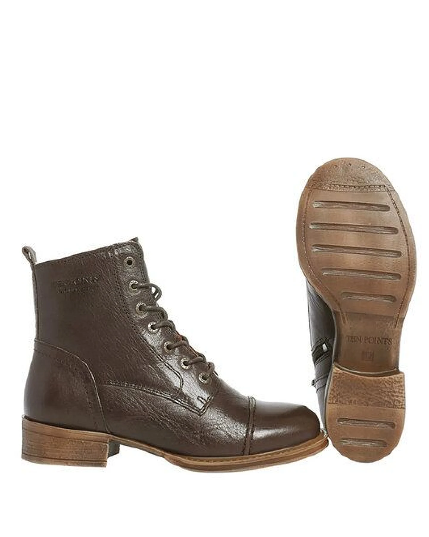 Ten Points gefütterte Schnürstiefel, Pandora Boots, vegetabil gegerbtes Leder – Ansicht 2
