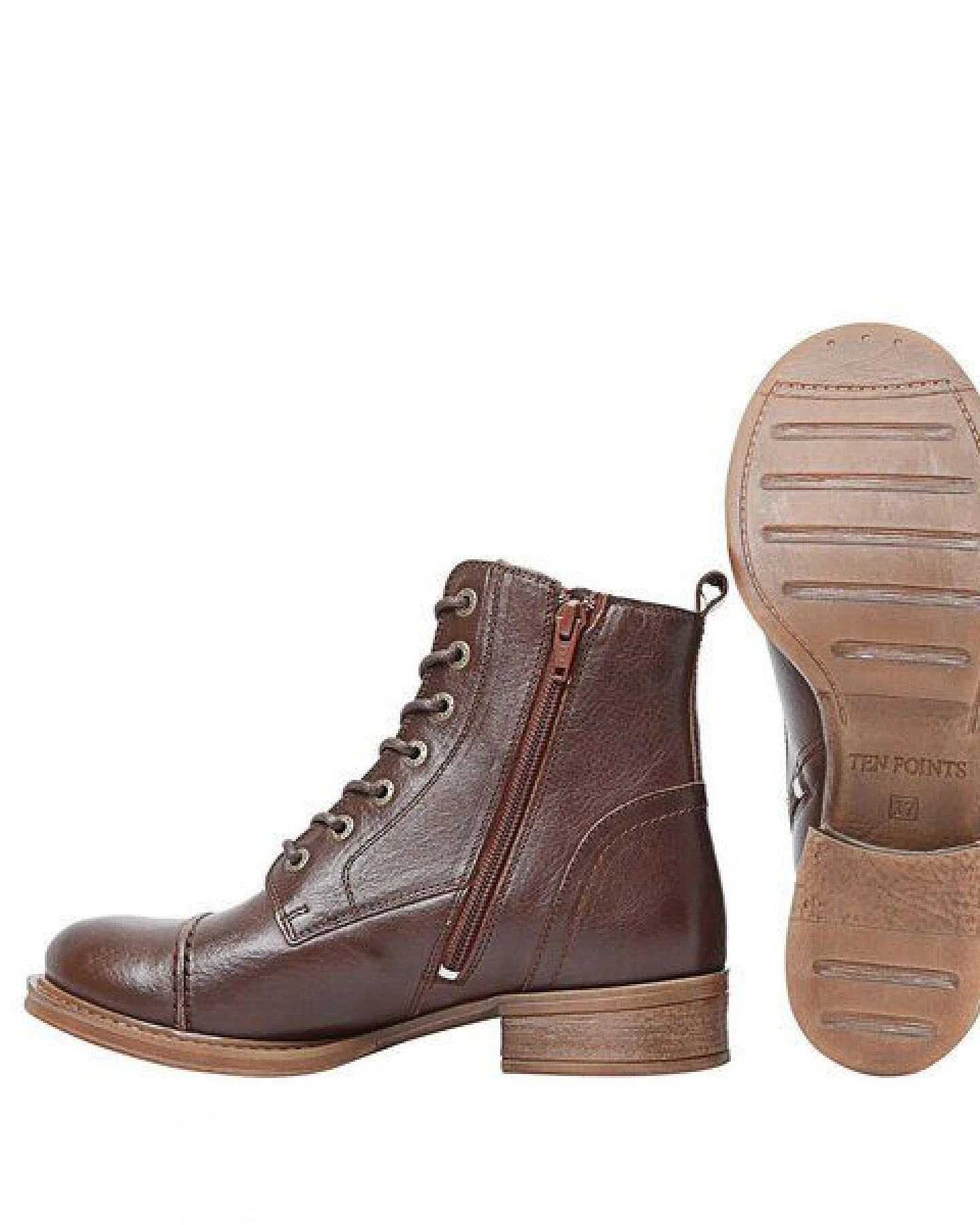 Ten Points gefütterte Schnürstiefel, Pandora Boots, vegetabil gegerbtes Leder – Ansicht 3