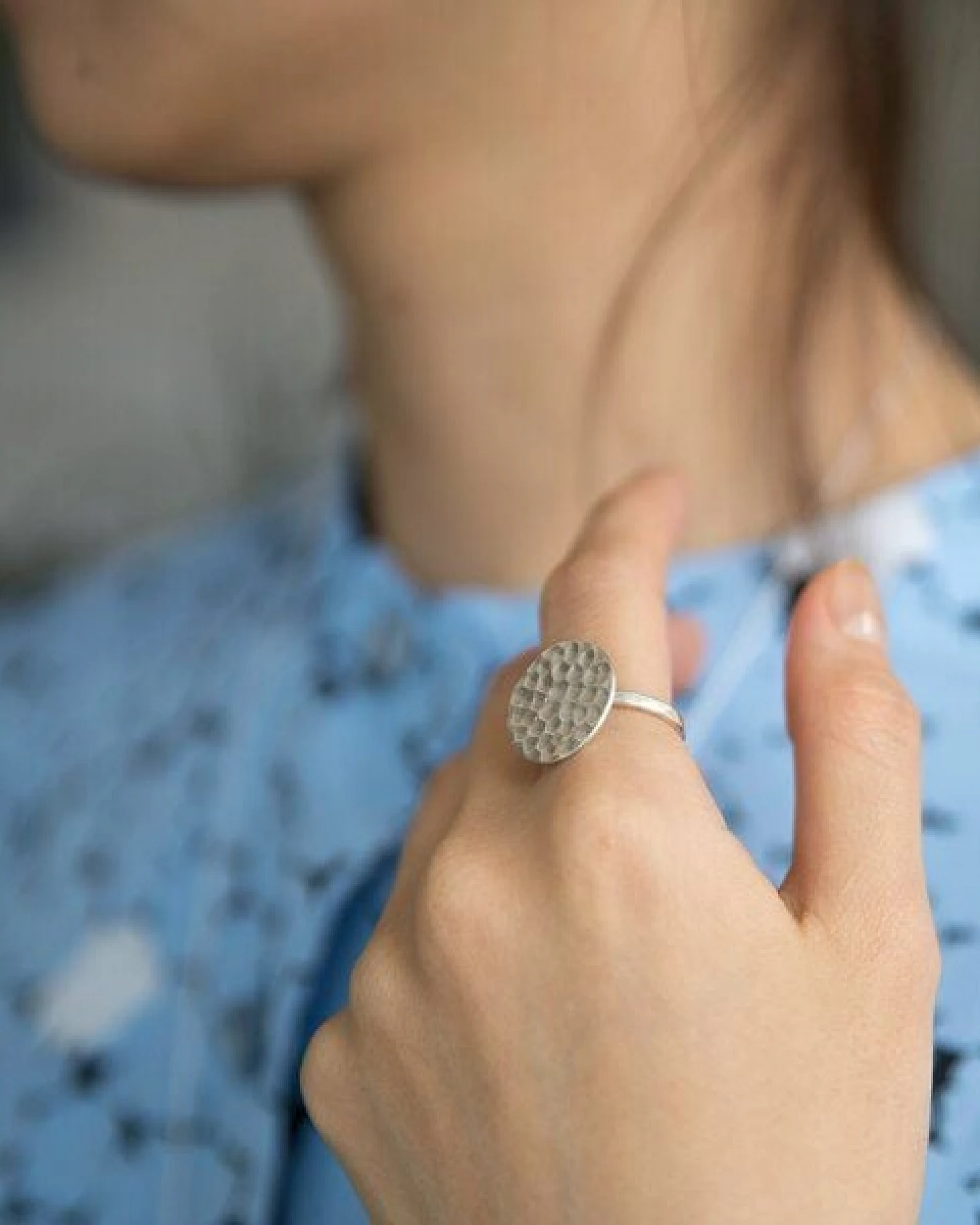 ting goods Ring gehämmert, Messing oder Sterling Silber – Ansicht 3