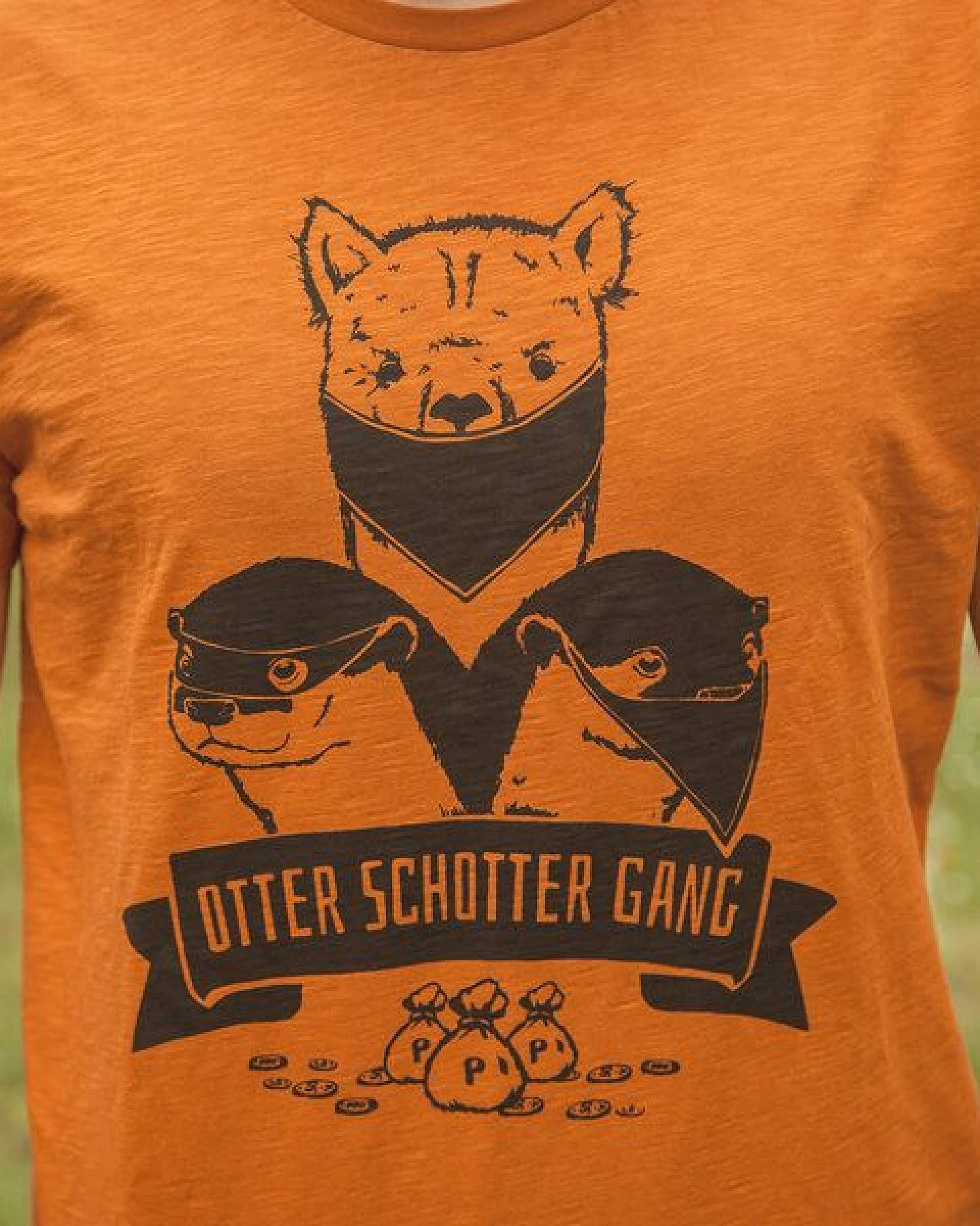 päfjes Otter Schotter Gang - Fair gehandeltes Bio Männer T-Shirt - Slub Orange – Ansicht 3
