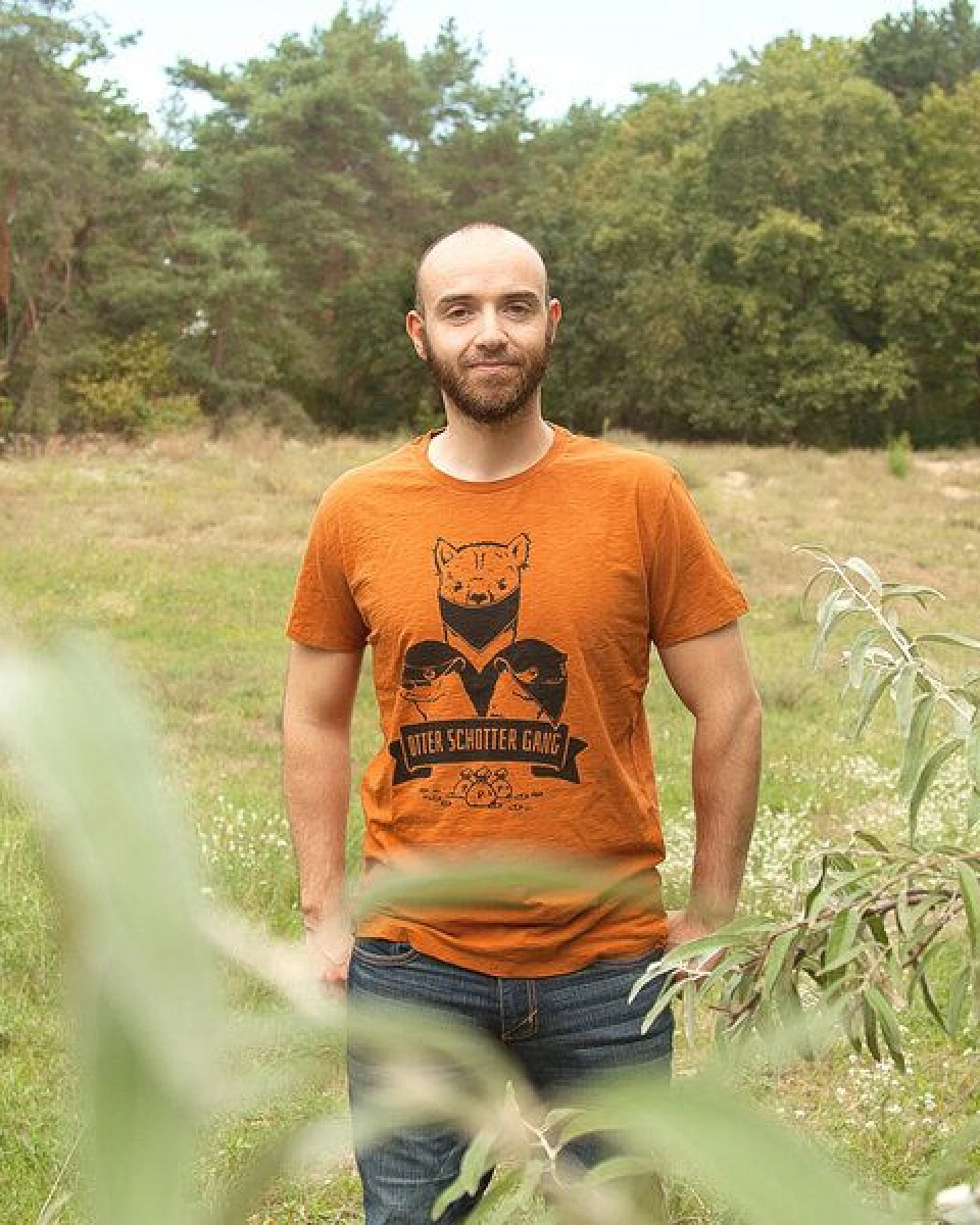 päfjes Otter Schotter Gang - Fair gehandeltes Bio Männer T-Shirt - Slub Orange – Ansicht 2