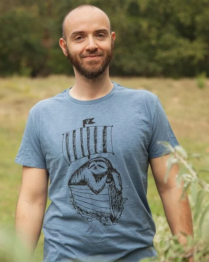 päfjes Felix Faultier - Fair gehandeltes Bio Männer T-Shirt - Slub Blue