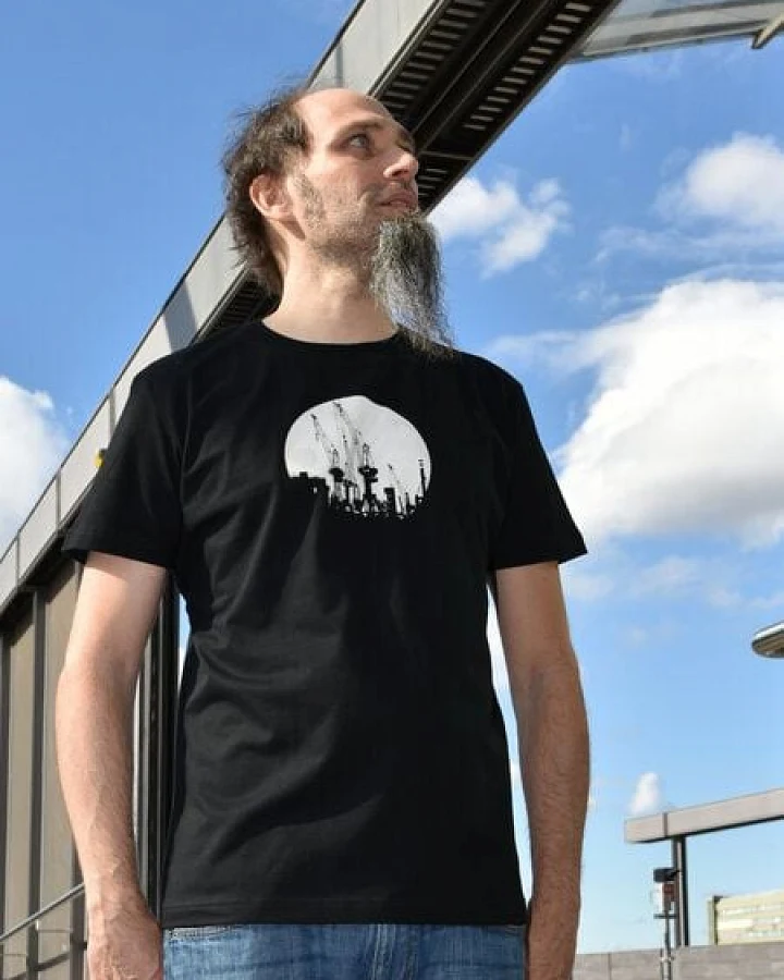 T-Shirtladen-Marktstrasse GmbH Kräne auf schwarz Boy-T-Shirt
