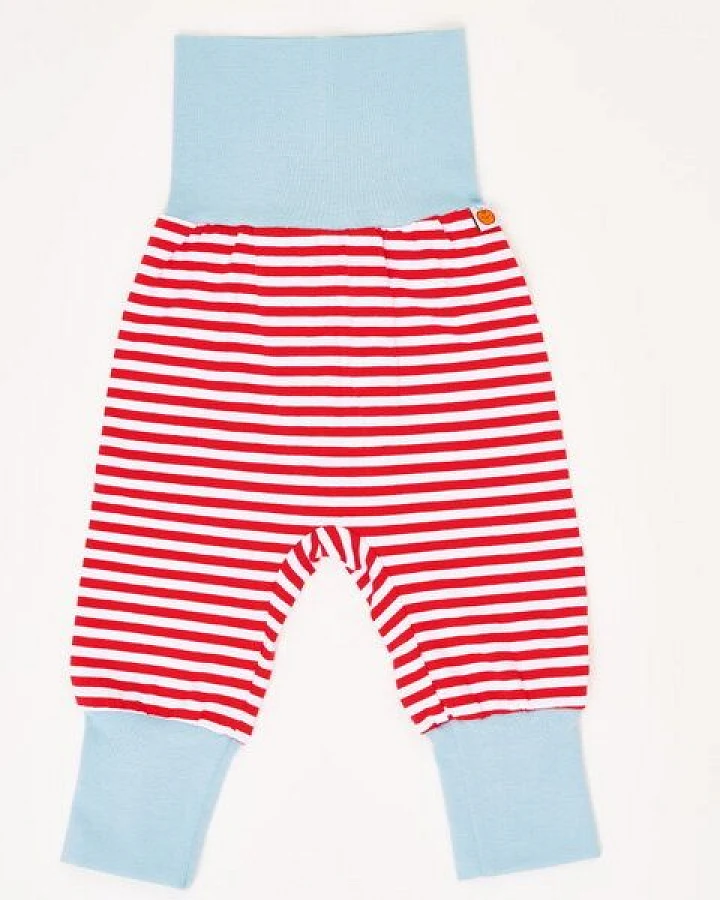 Cheeky Apple Pumphose aus Bio-Baumwolle "Ringeljersey rot-weiß/Stone Blue" Rot-Weiß/Hellblau