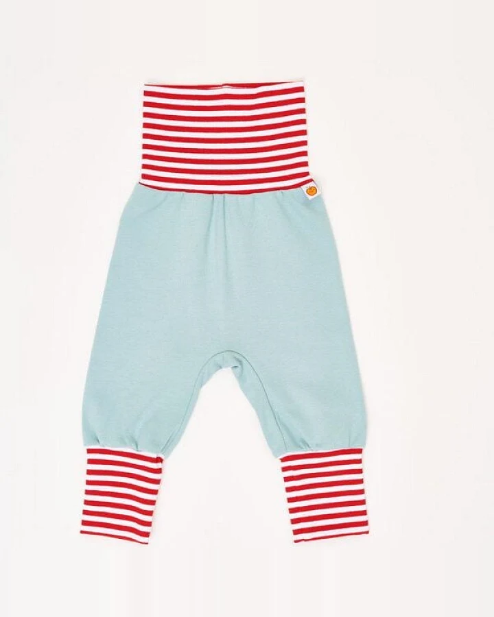 Cheeky Apple Pumphose aus Bio-Baumwolle "Interlock slate / Rot-weiss ringel" Hellblau/Rot-Weiß