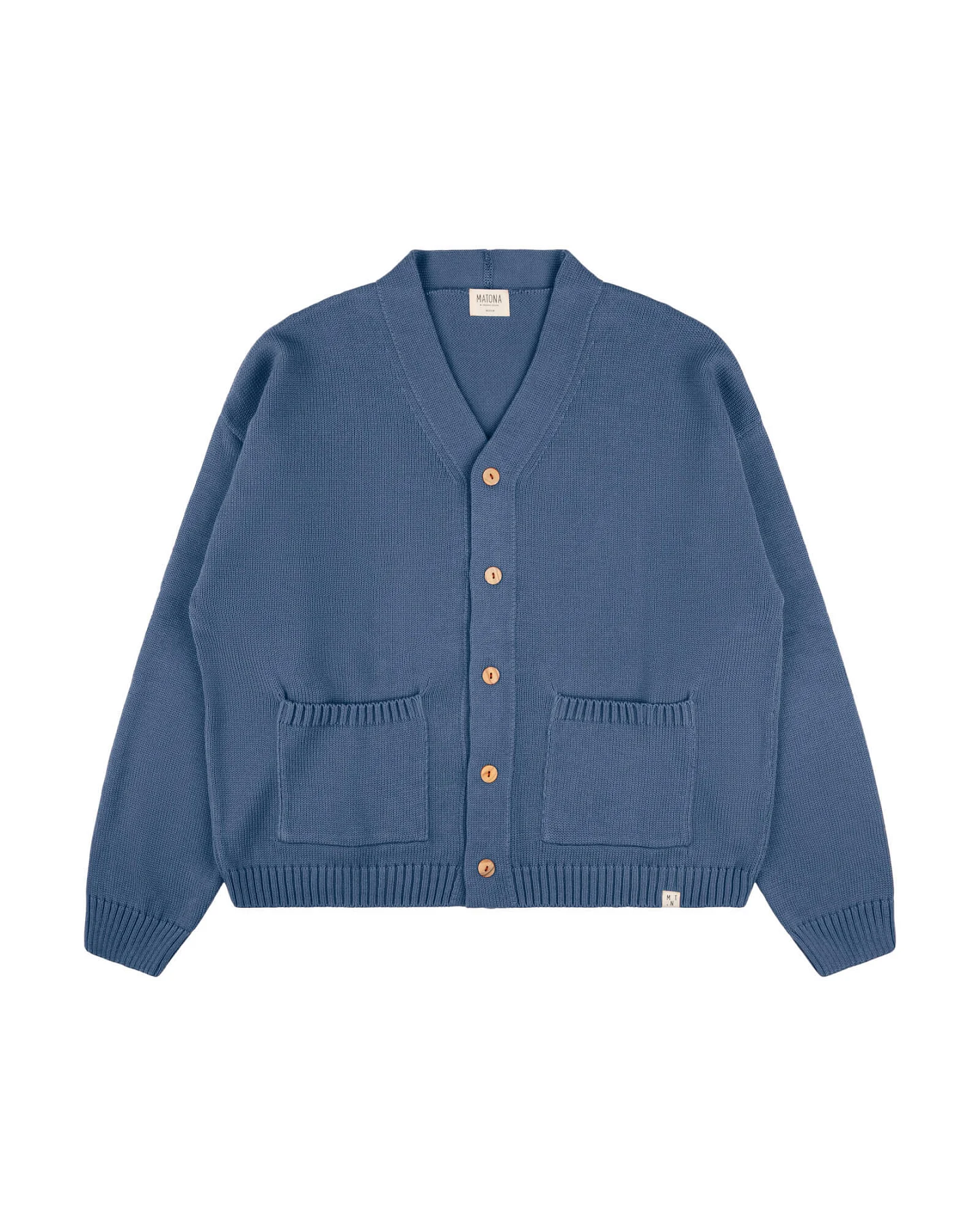MATONA Herren vegan Strickjacke Relaxed Seal Blau – Ansicht 2