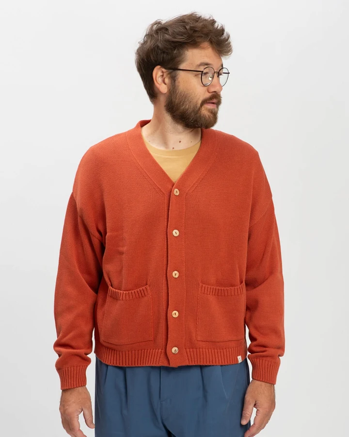 MATONA Herren vegan Strickjacke Relaxed Magma Rot
