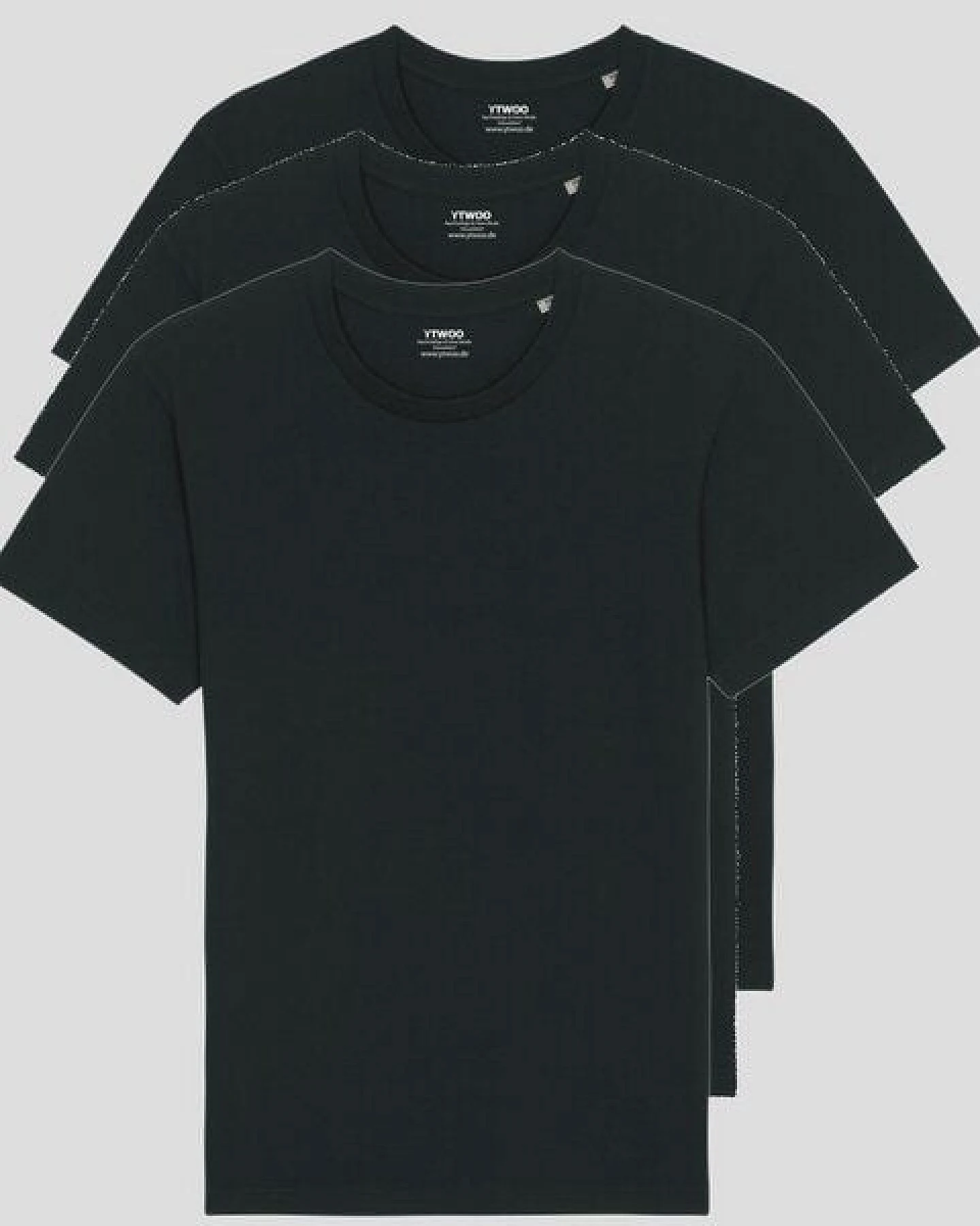 YTWOO 3er Pack Basic Unisex T-Shirt aus Bio Baumwolle – Ansicht 2