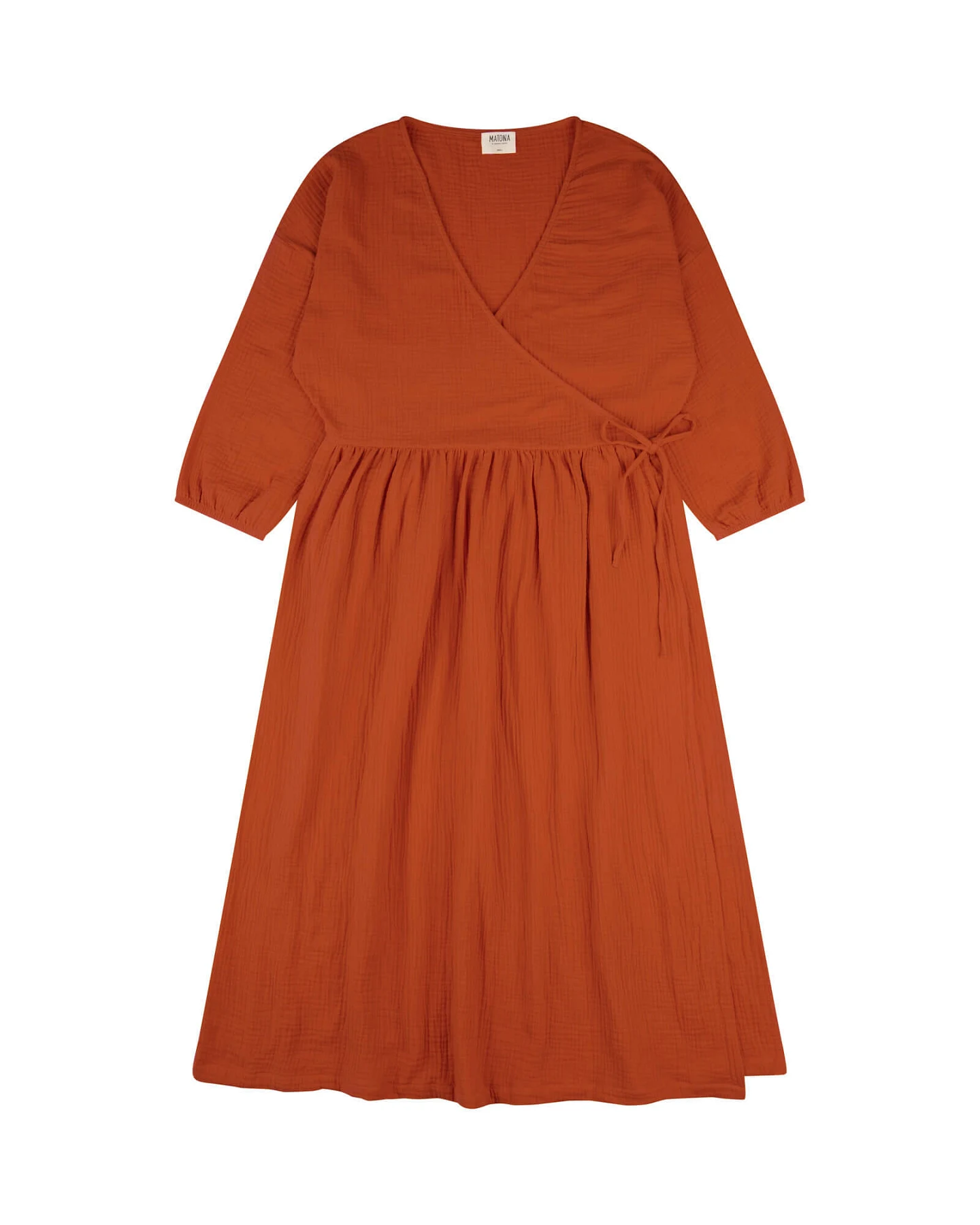 MATONA Damen vegan Kleid Musselin Ziegelrot – Ansicht 2