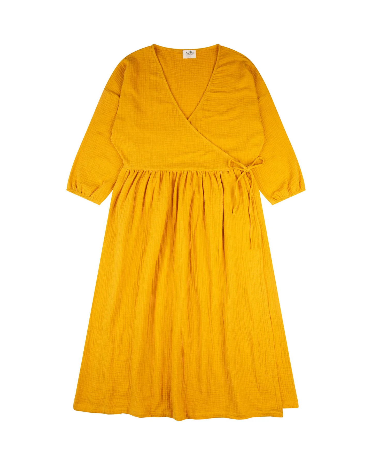 MATONA Damen vegan Kleid Musselin Marigold Gelb – Ansicht 2