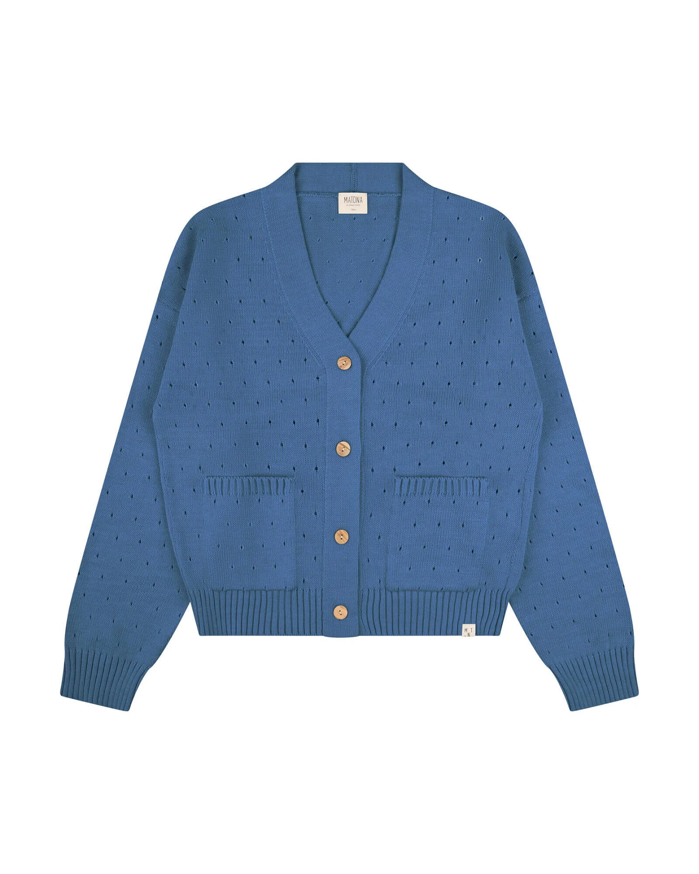 MATONA Damen vegan Frühling Strickjacke Robbe Blau – Ansicht 2