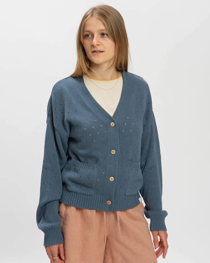 MATONA Damen vegan Frühling Strickjacke Robbe Blau