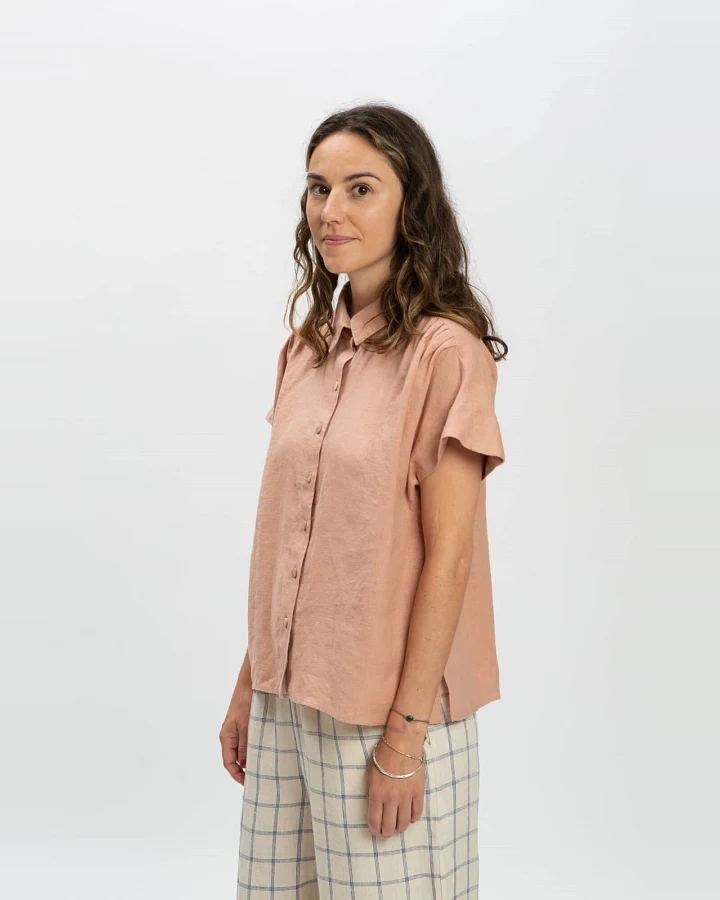 MATONA Damen vegan Leinenhemd Rose Rosa