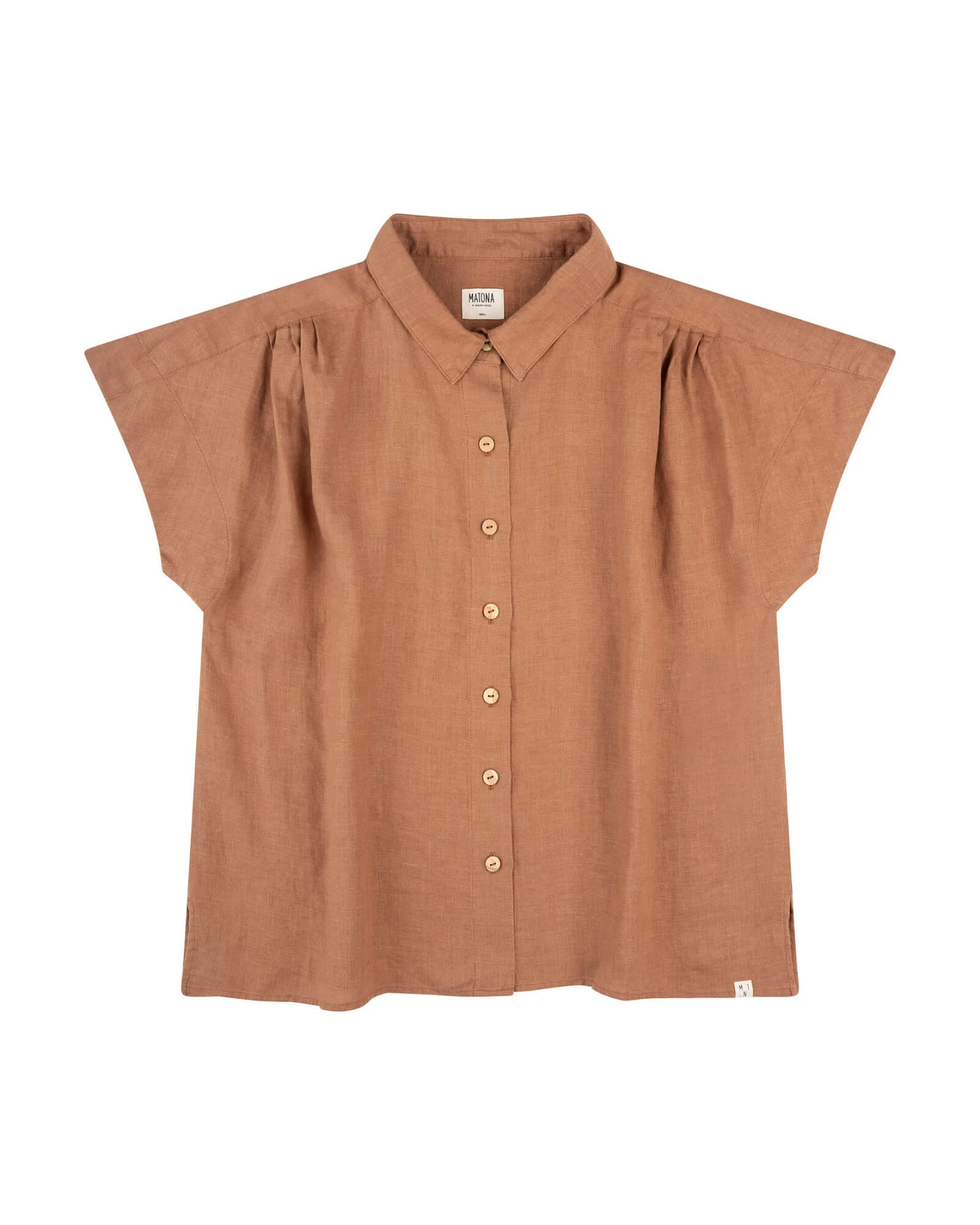 MATONA Damen vegan Leinenhemd Kaffeebraun – Ansicht 2