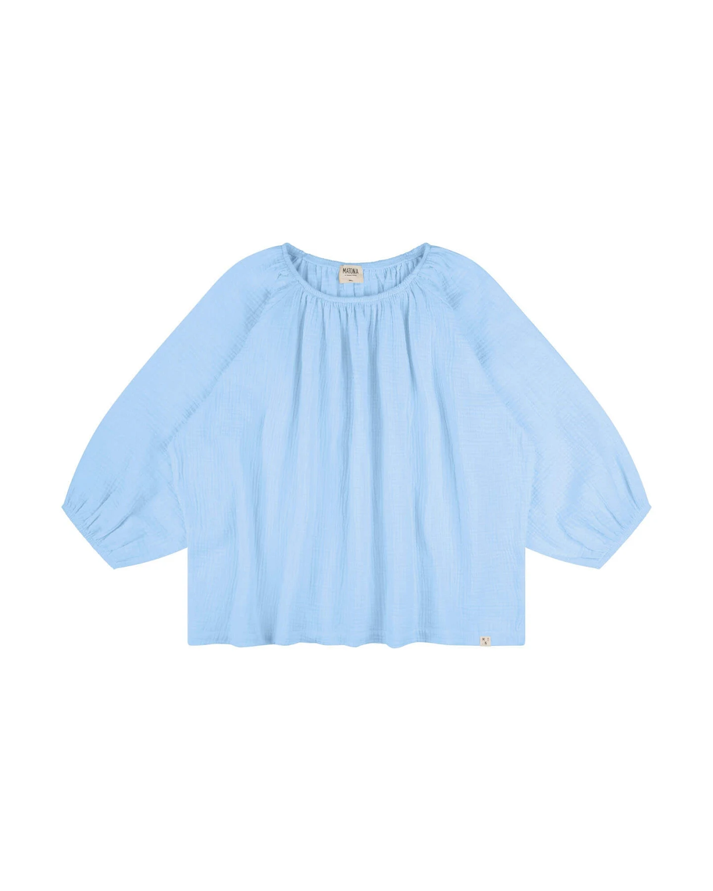 MATONA Damen vegan Bluse Musselin Puder Blau – Ansicht 2