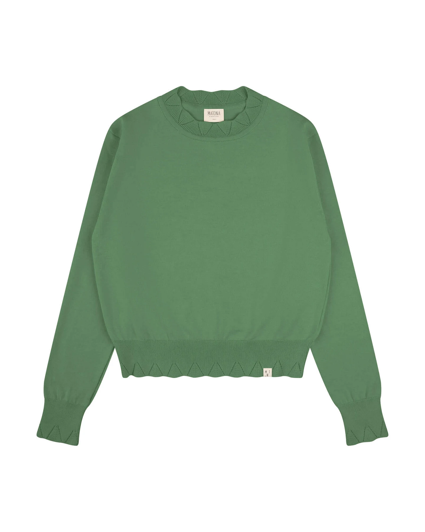 MATONA Damen vegan Blumenpulli Bohne Grün – Ansicht 2