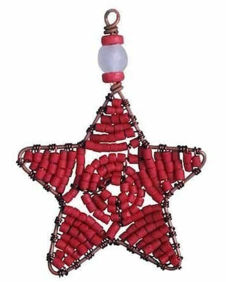 Global Mamas Upcycling Christbaumschmuck - Weihnachtsstern - S/L - Rainbow/Weiß/Rot - Weihnachten - Geschenkdeko - Weihnachtsdeko
