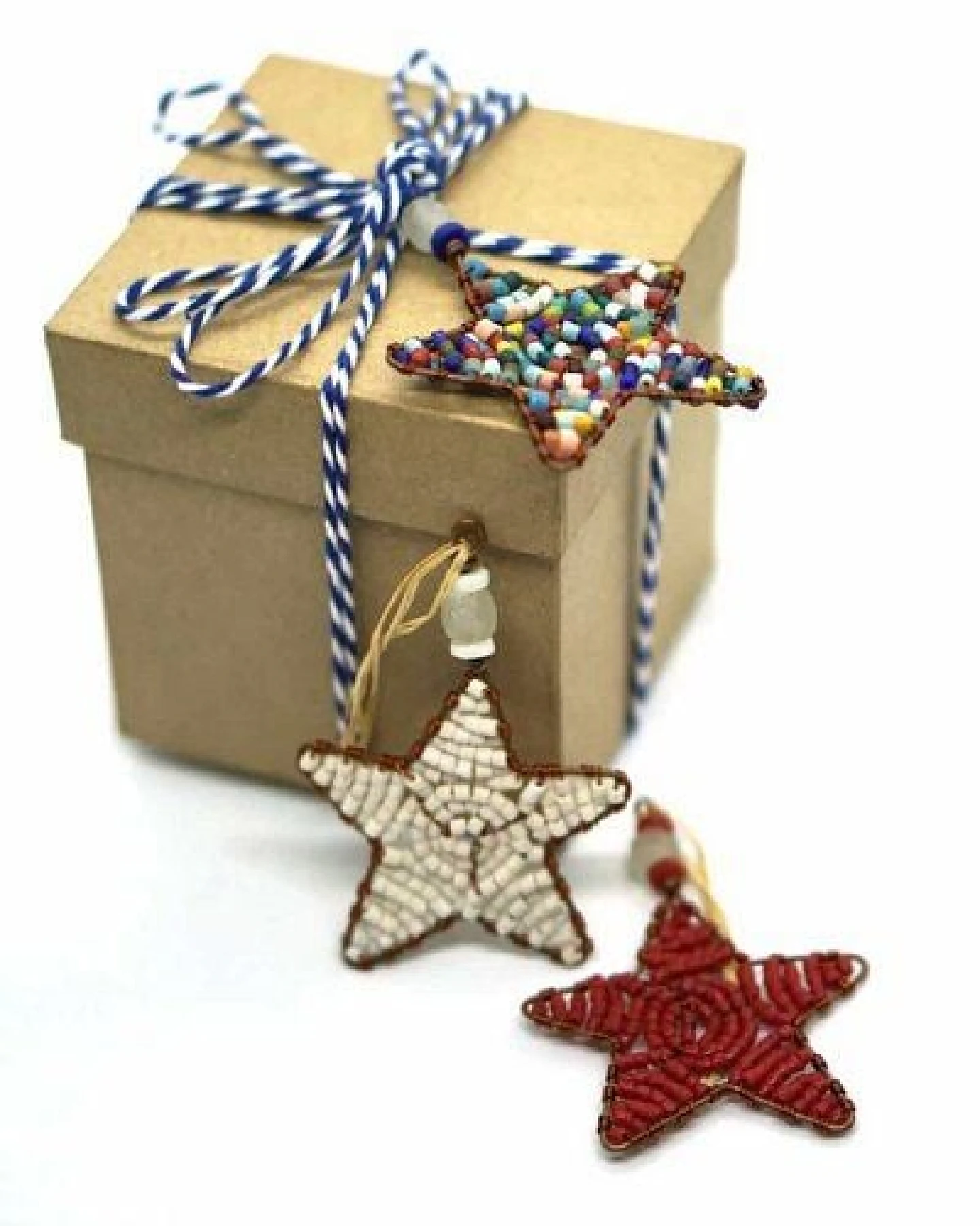 Global Mamas Upcycling Christbaumschmuck - Weihnachtsstern - S/L - Rainbow/Weiß/Rot - Weihnachten - Geschenkdeko - Weihnachtsdeko – Ansicht 3