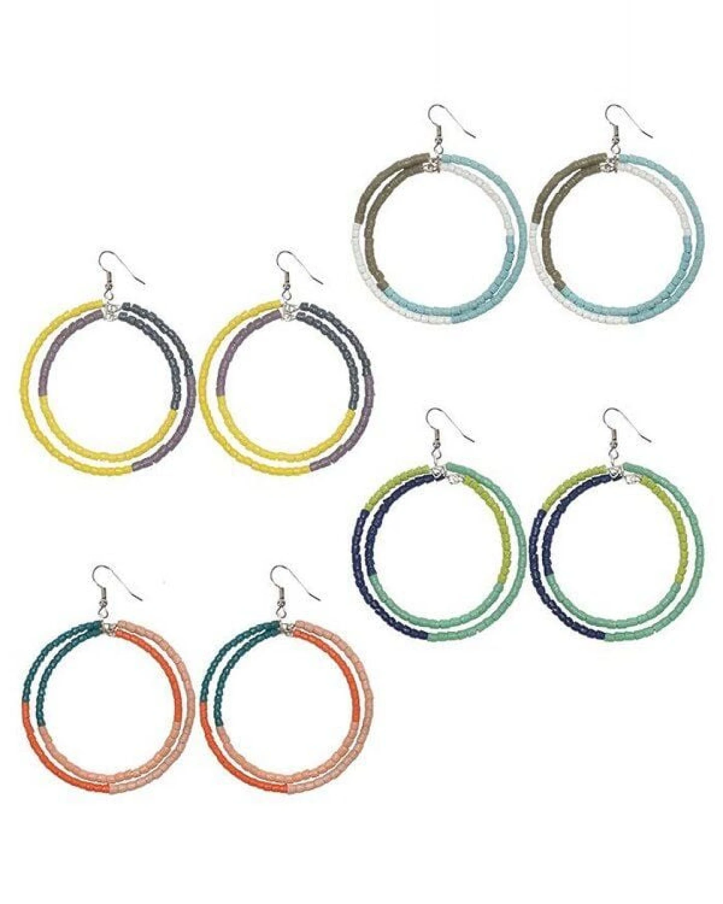 Hoop & Kreole Ohrringe - Sage/Lemon/Peach/Light Blue - 6cm - Upcycling & Fair Trade by Global Mamas – Ansicht 4