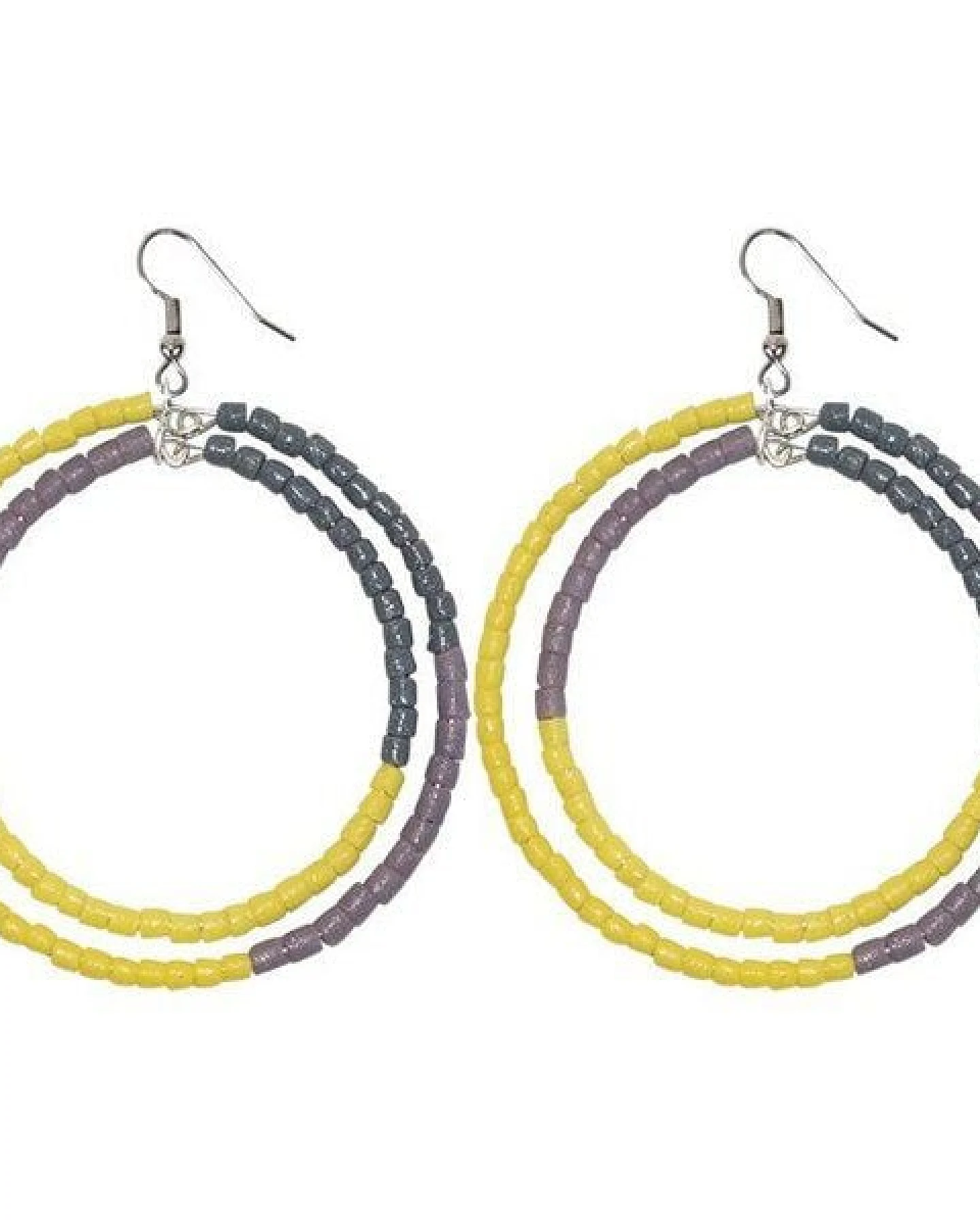 Hoop & Kreole Ohrringe - Sage/Lemon/Peach/Light Blue - 6cm - Upcycling & Fair Trade by Global Mamas – Ansicht 2