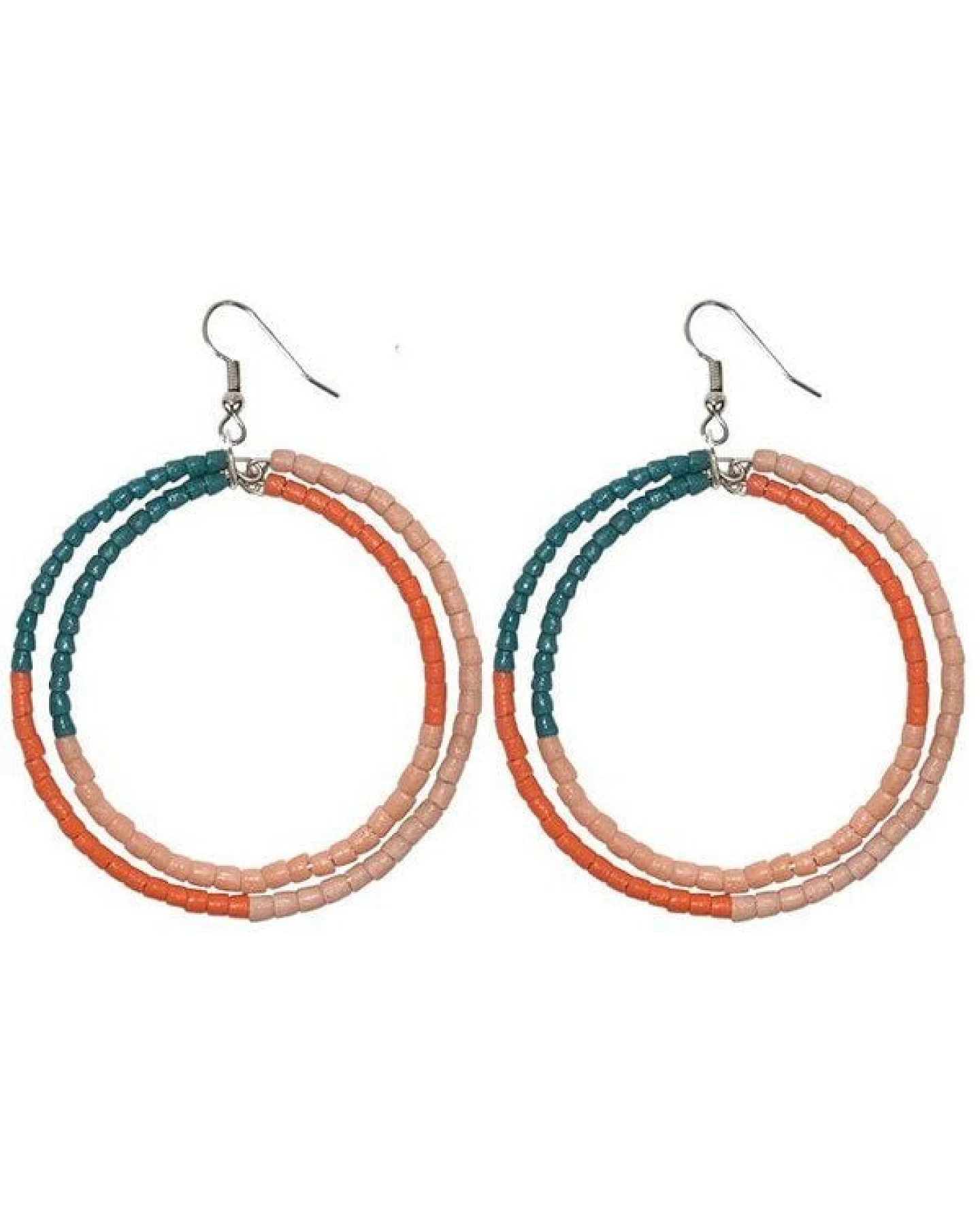 Hoop & Kreole Ohrringe - Sage/Lemon/Peach/Light Blue - 6cm - Upcycling & Fair Trade by Global Mamas – Ansicht 2