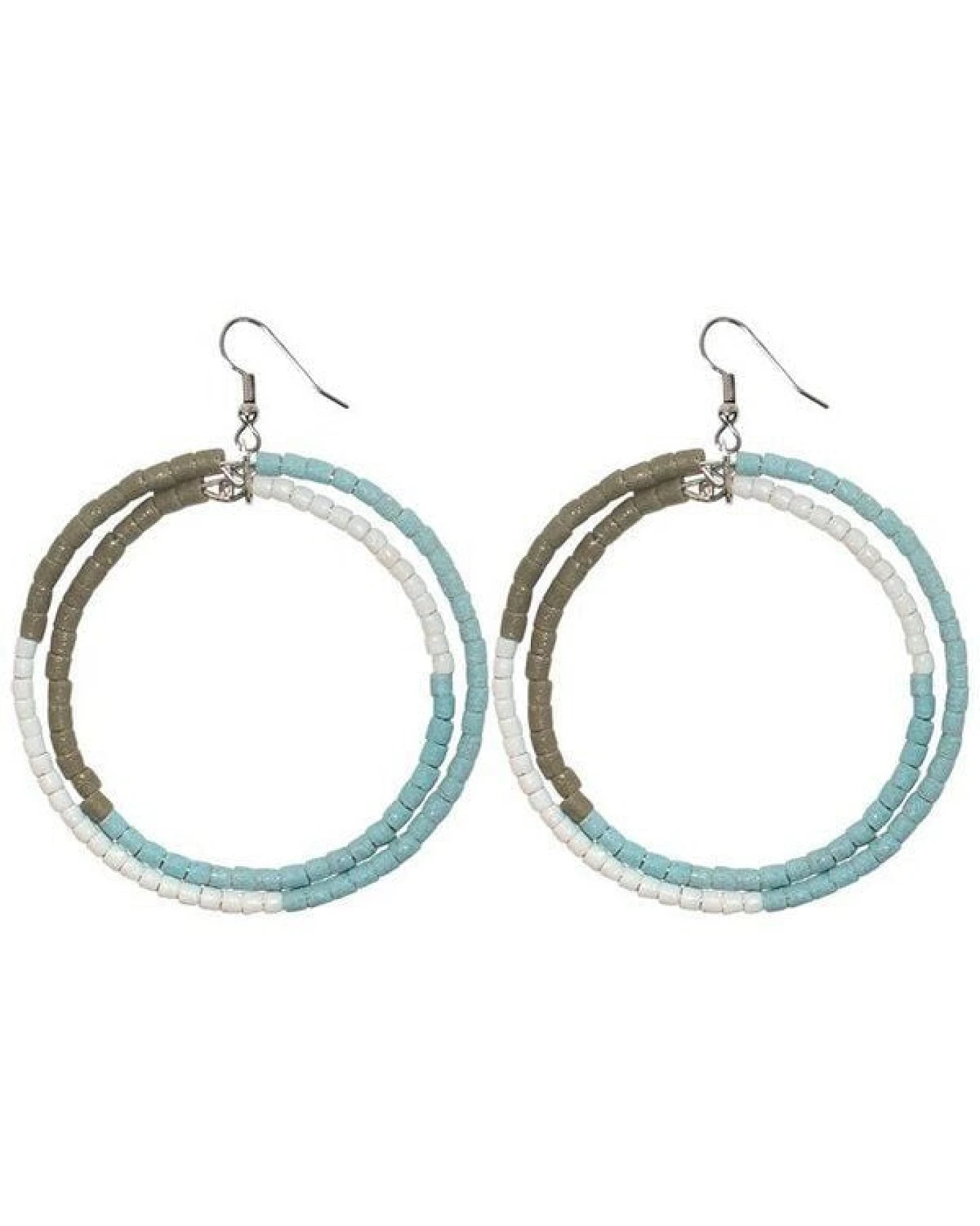 Hoop & Kreole Ohrringe - Sage/Lemon/Peach/Light Blue - 6cm - Upcycling & Fair Trade by Global Mamas – Ansicht 2