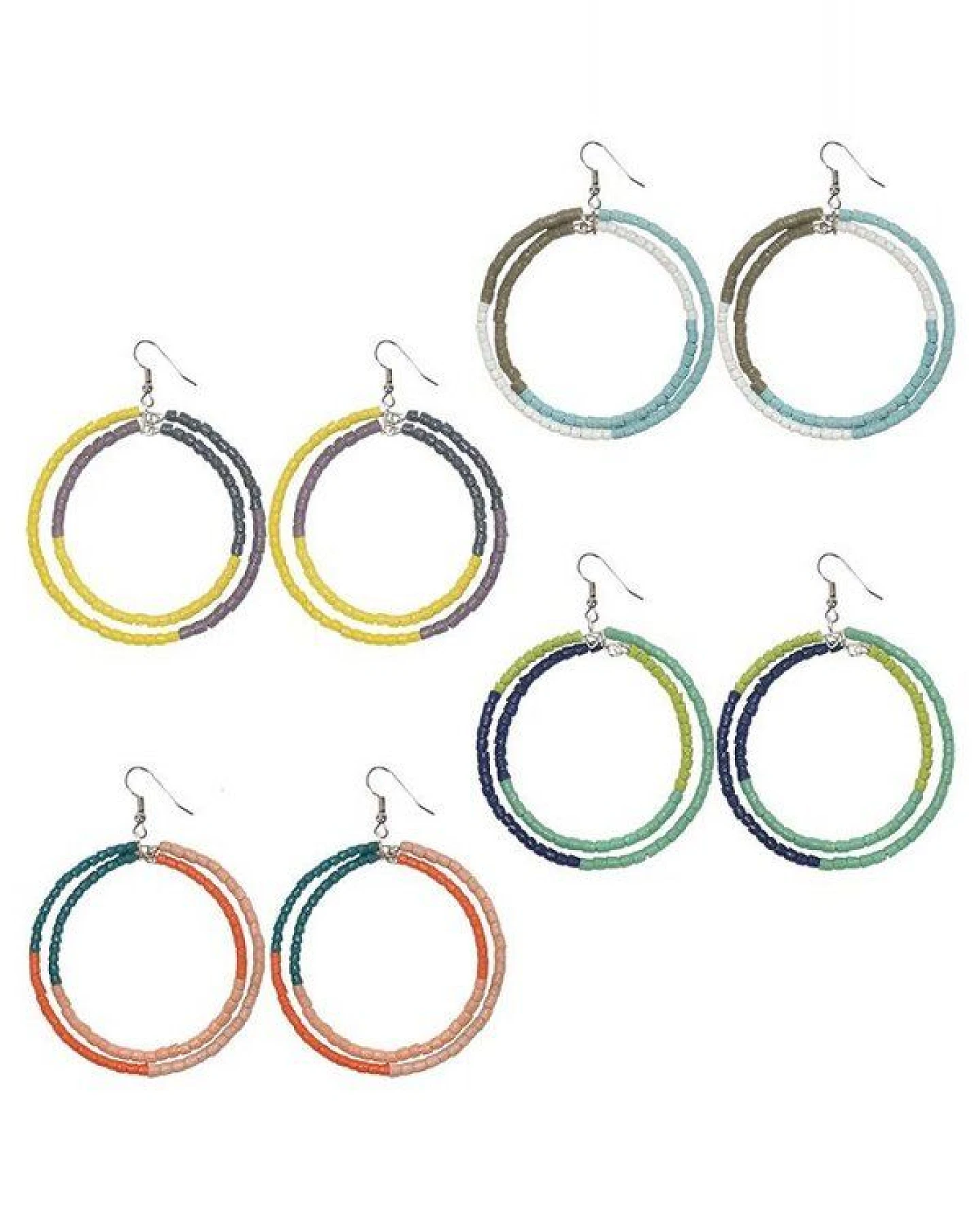 Hoop & Kreole Ohrringe - Sage/Lemon/Peach/Light Blue - 6cm - Upcycling & Fair Trade by Global Mamas – Ansicht 4