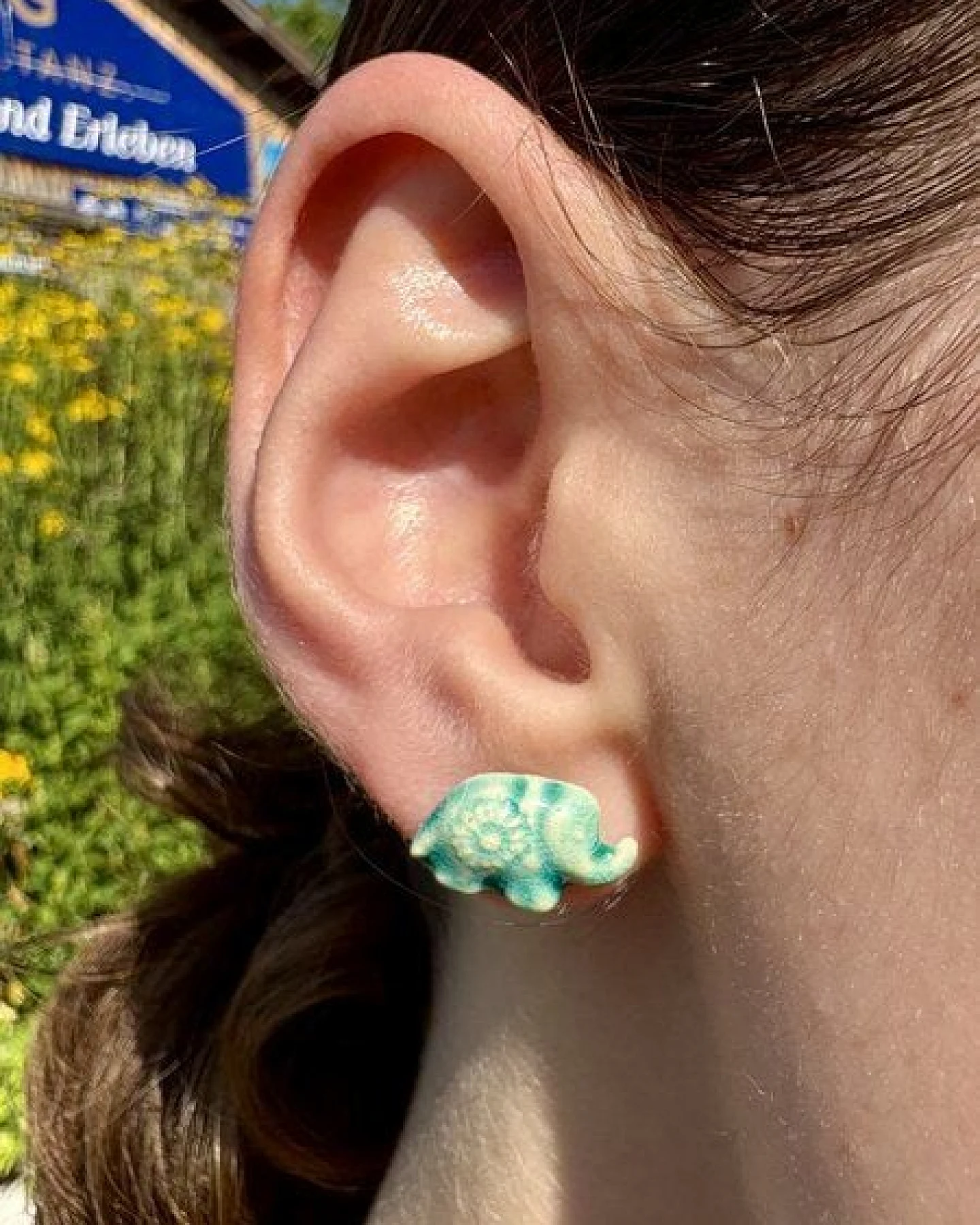Schönes aus Indochina Schmuck Ohrstecker Elefant Keramik – Ansicht 4