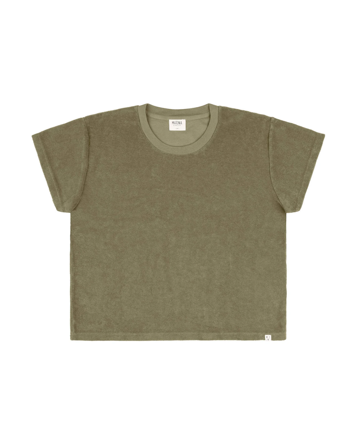 MATONA Damen vegan Frottee T-Shirt Olivgrün – Ansicht 2