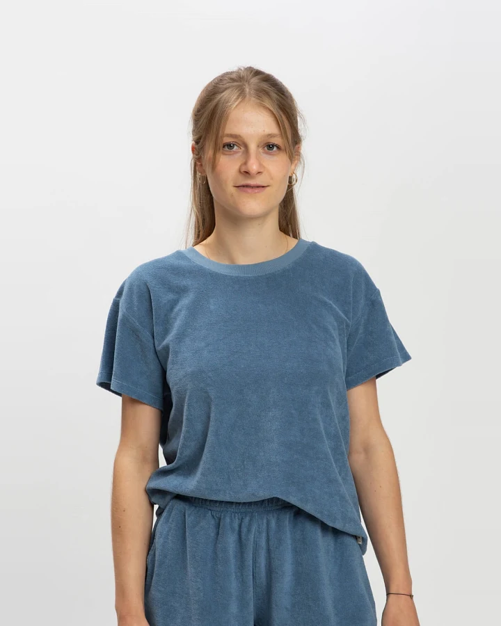 MATONA Damen vegan Frottee T-Shirt Dusk Blue