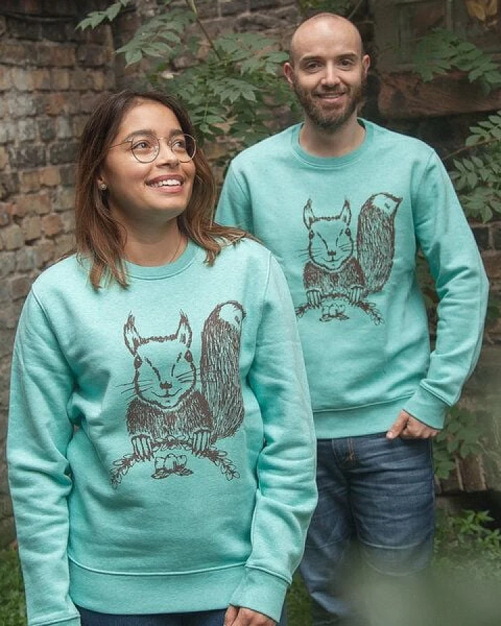 päfjes Ella Eichhorn / Squirrel - Fair Wear Unisex Sweater - Heather Mint
