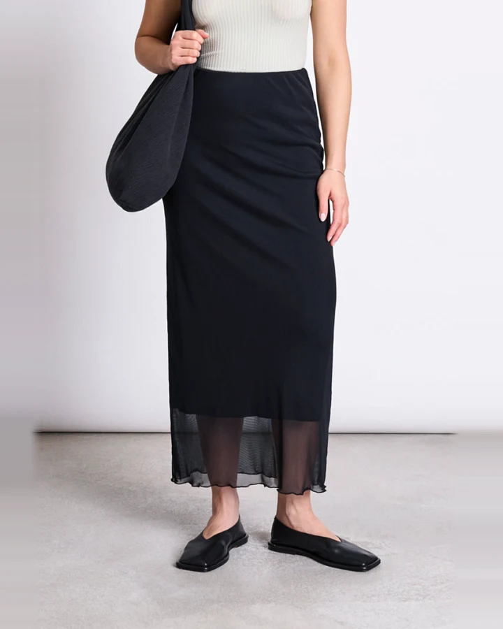 JAN 'N JUNE Damen vegan Maxirock Mesh Smuk Schwarz