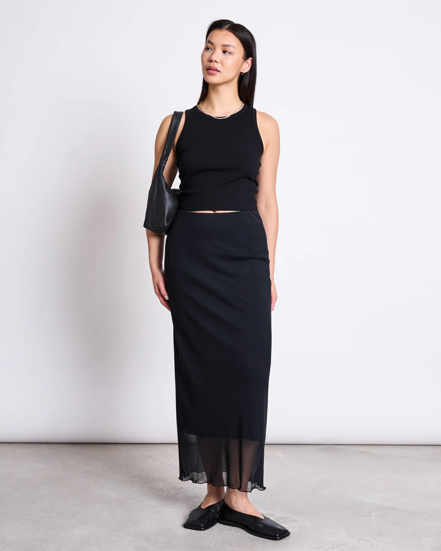 JAN 'N JUNE Damen vegan Maxirock Mesh Smuk Schwarz – Ansicht 2