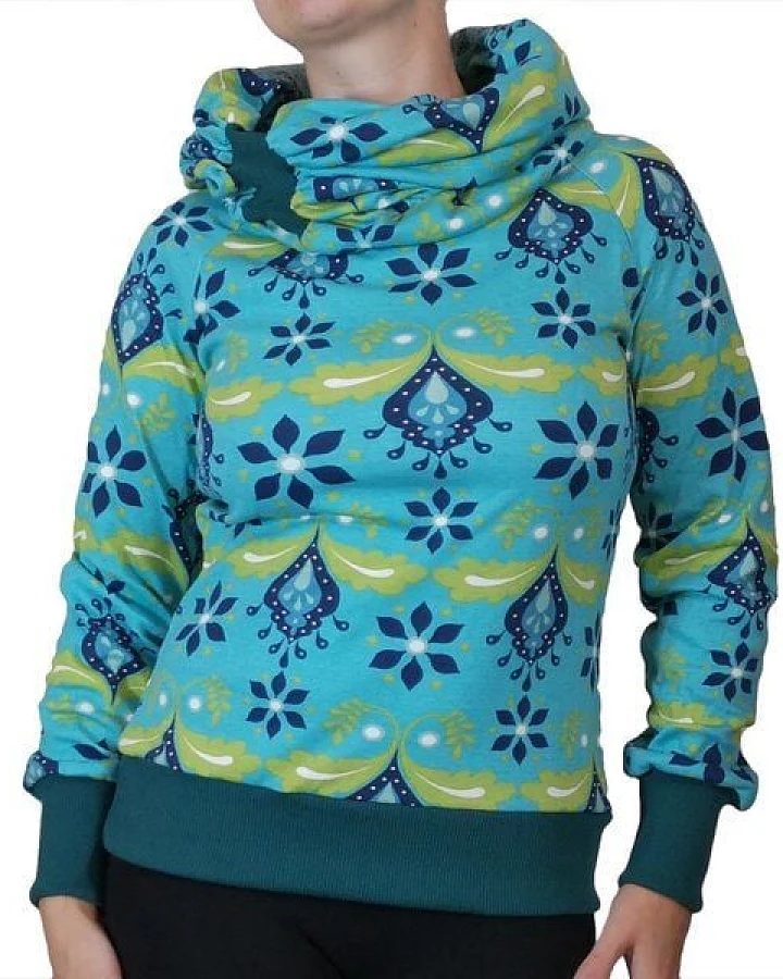 liebewicht Kapuzenpullover Longshirt KapOn Jersey gemustert blau/bunt kurz
