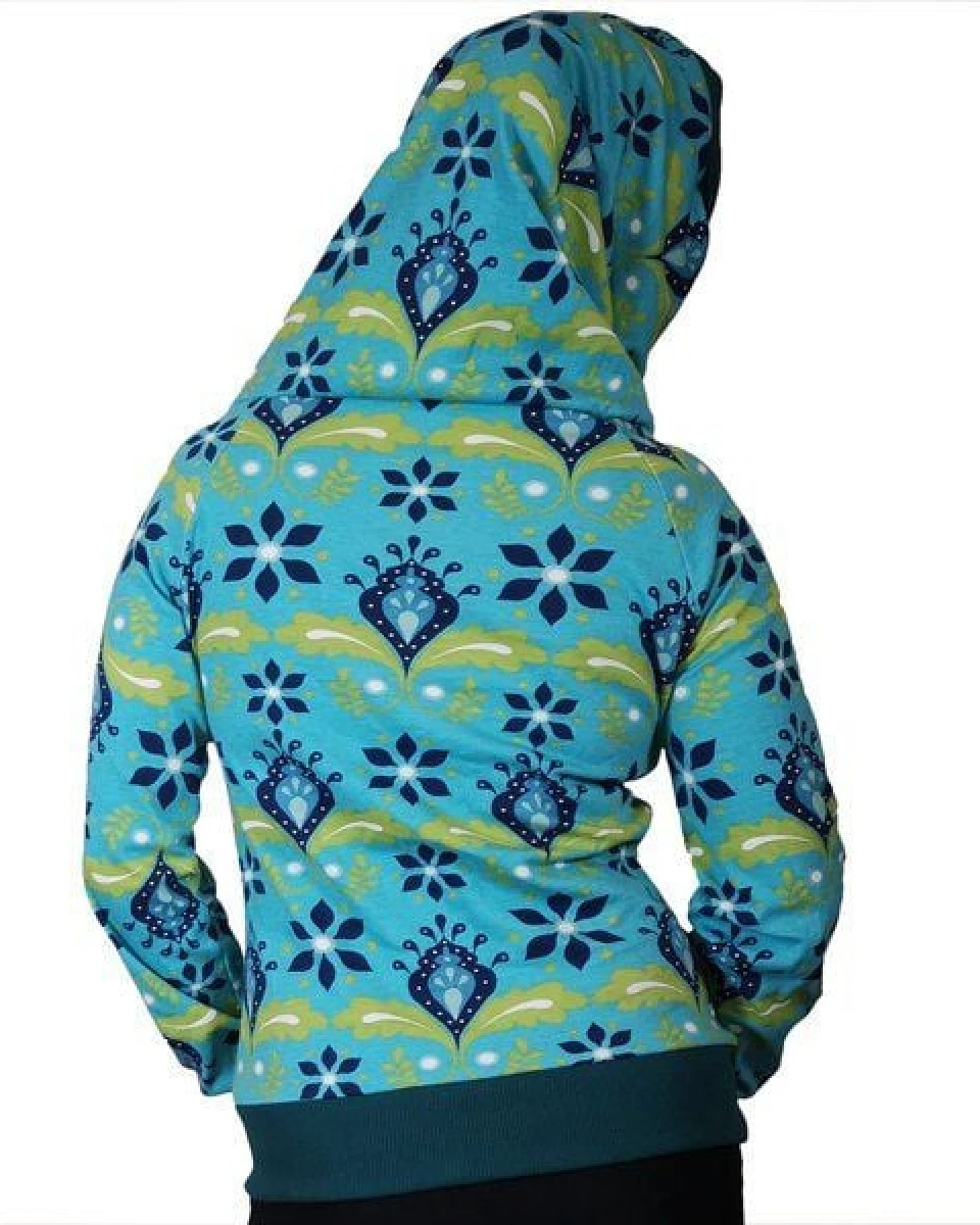 liebewicht Kapuzenpullover Longshirt KapOn Jersey gemustert blau/bunt kurz – Ansicht 4