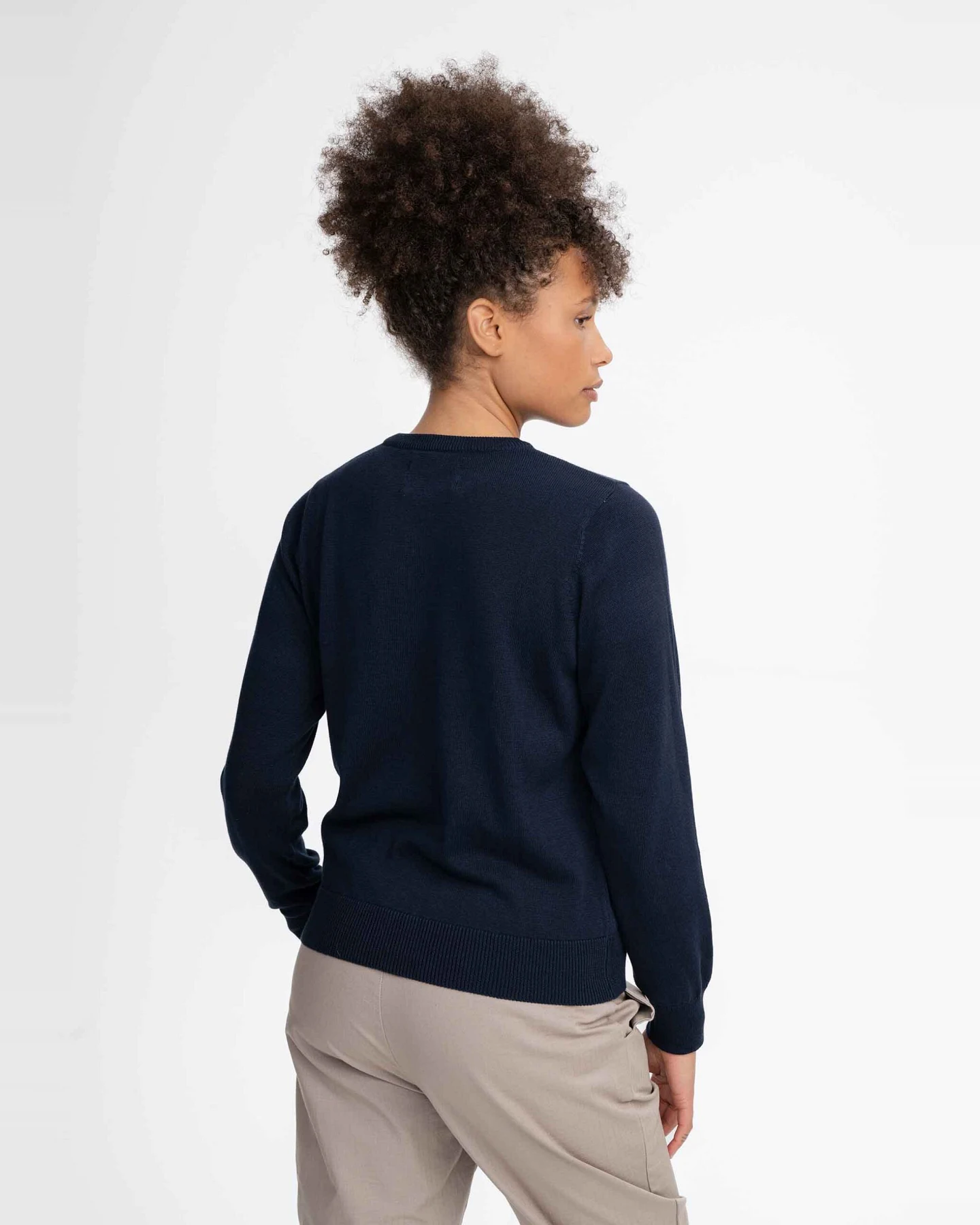MELA Damen vegan Strickpullover Feinstrick Dhana Marineblau – Ansicht 2