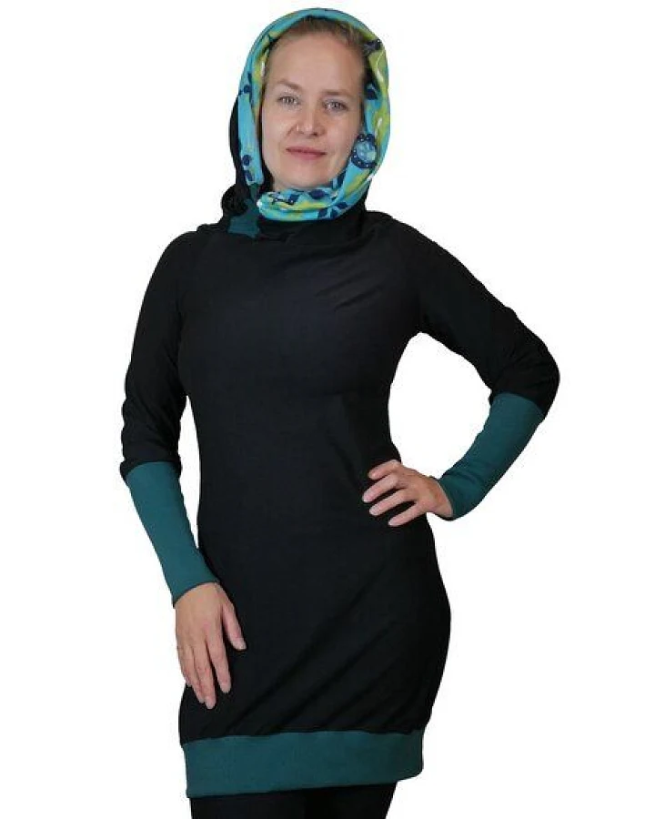liebewicht Kapuzenkleid KapOn Jersey bunt/schwarz oder schwarz/bunt